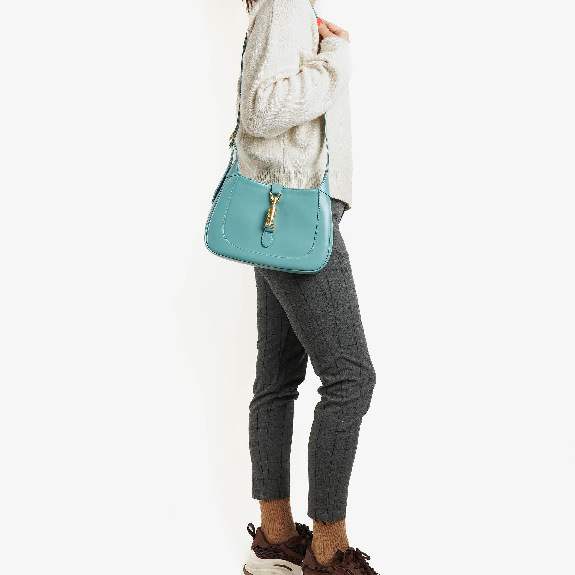 Gucci Jackie 1961 Light Blue Leather Small Shoulder Bag