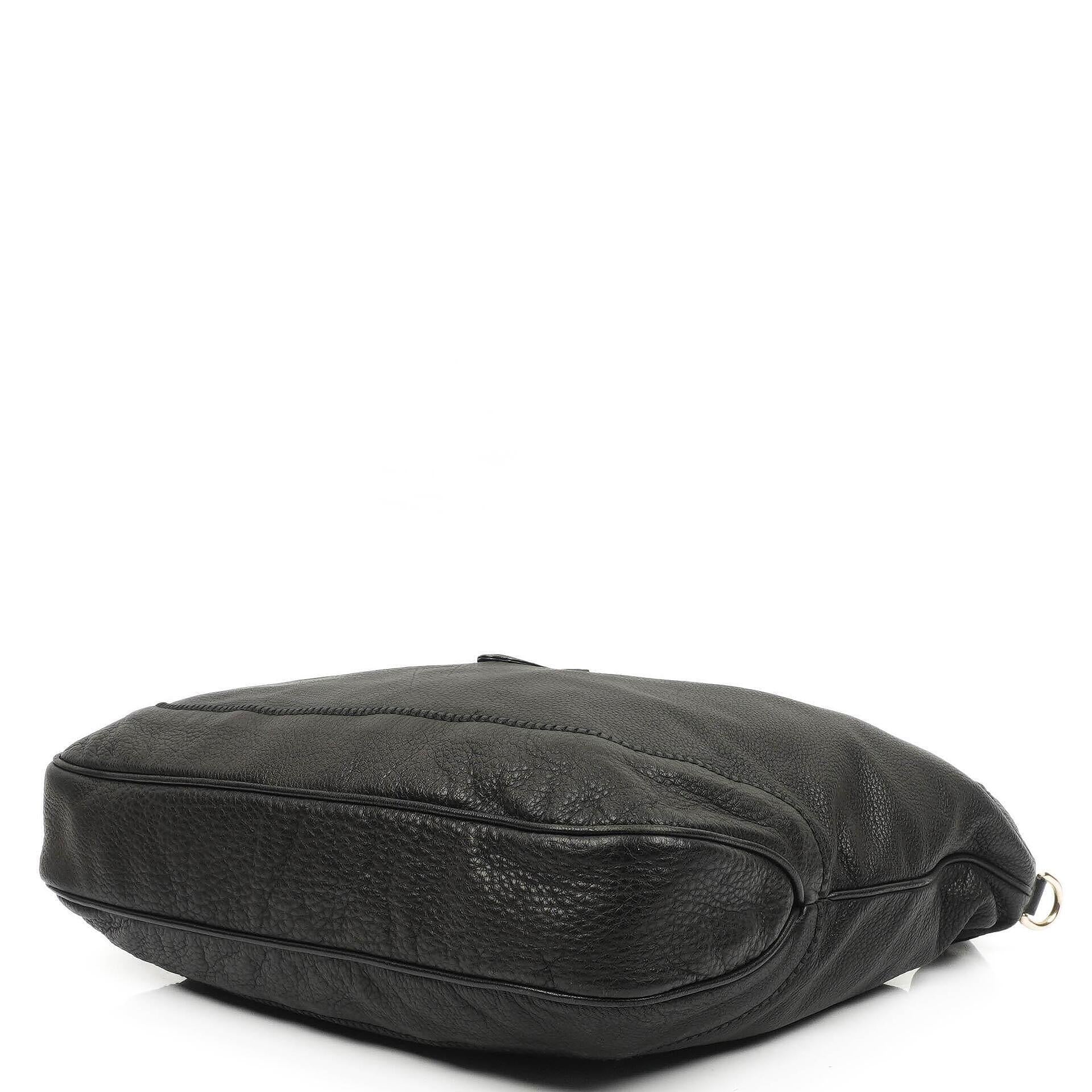 Gucci Jackie Black Leather Bamboo Tassel Large Hobo Bag