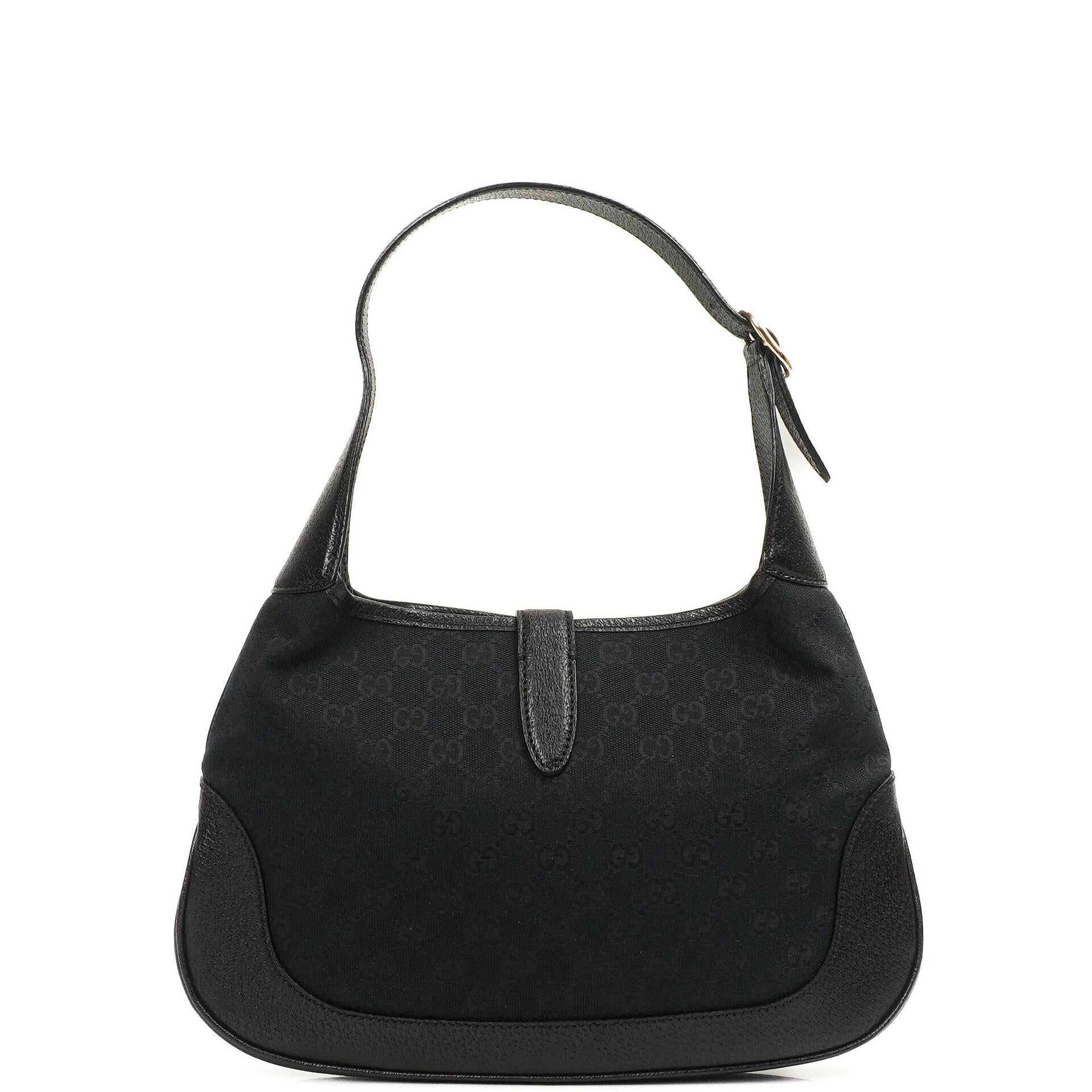 Gucci Jackie Medium Vintage Shoulder Bag Black/Dark Navy GG Canvas And Leather