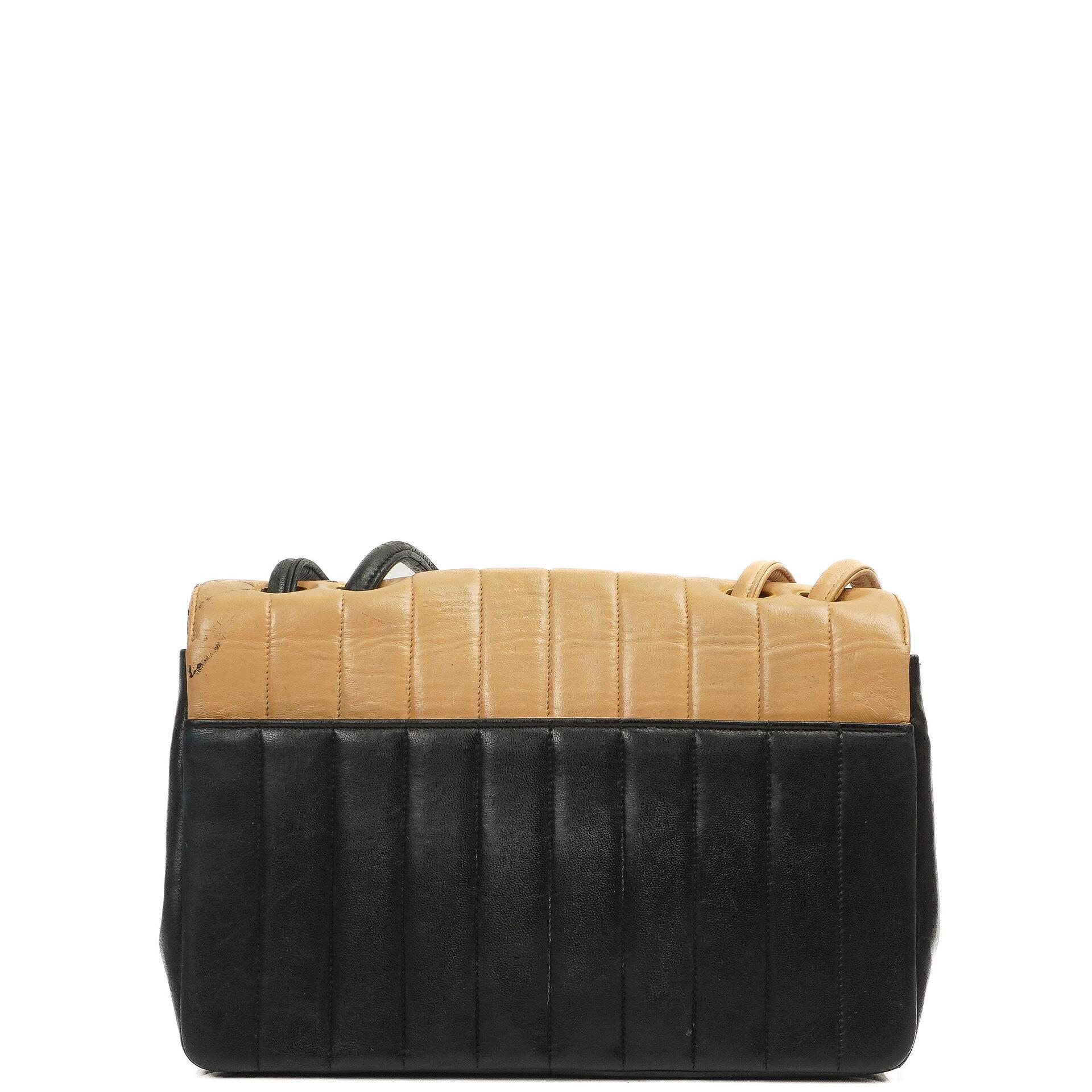 Chanel Bi-Color Vertical Quilted Single Flap Bag with 24k Gold-Plated Hardware