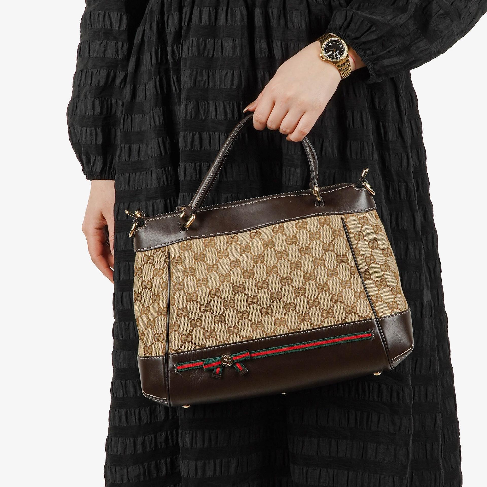 Gucci Mayfair Convertible Tote GG Canvas Brown