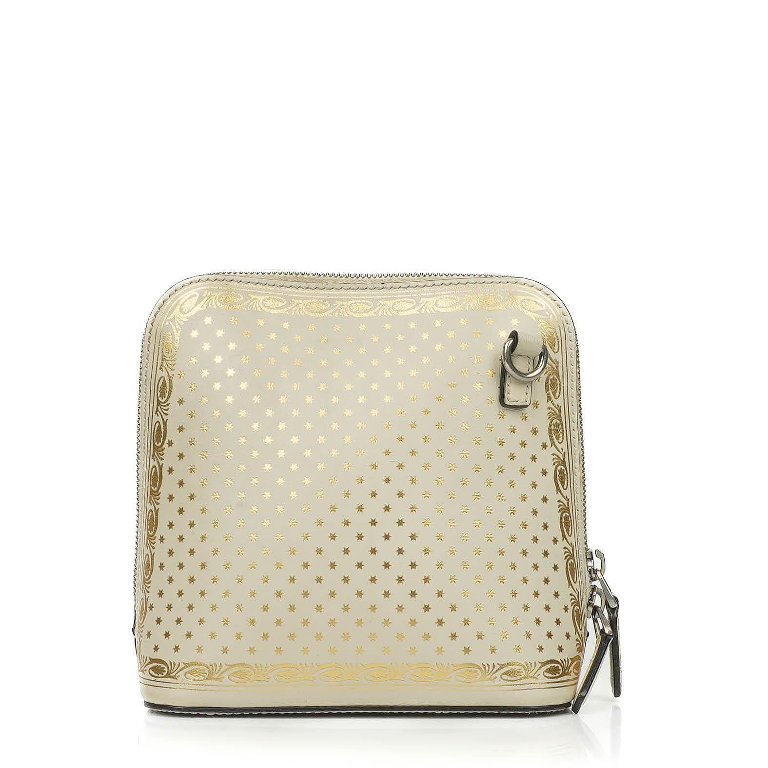 Gucci Mini Guccy Moon Steller Dome Crossbody Bag In White And Gold Calfskin