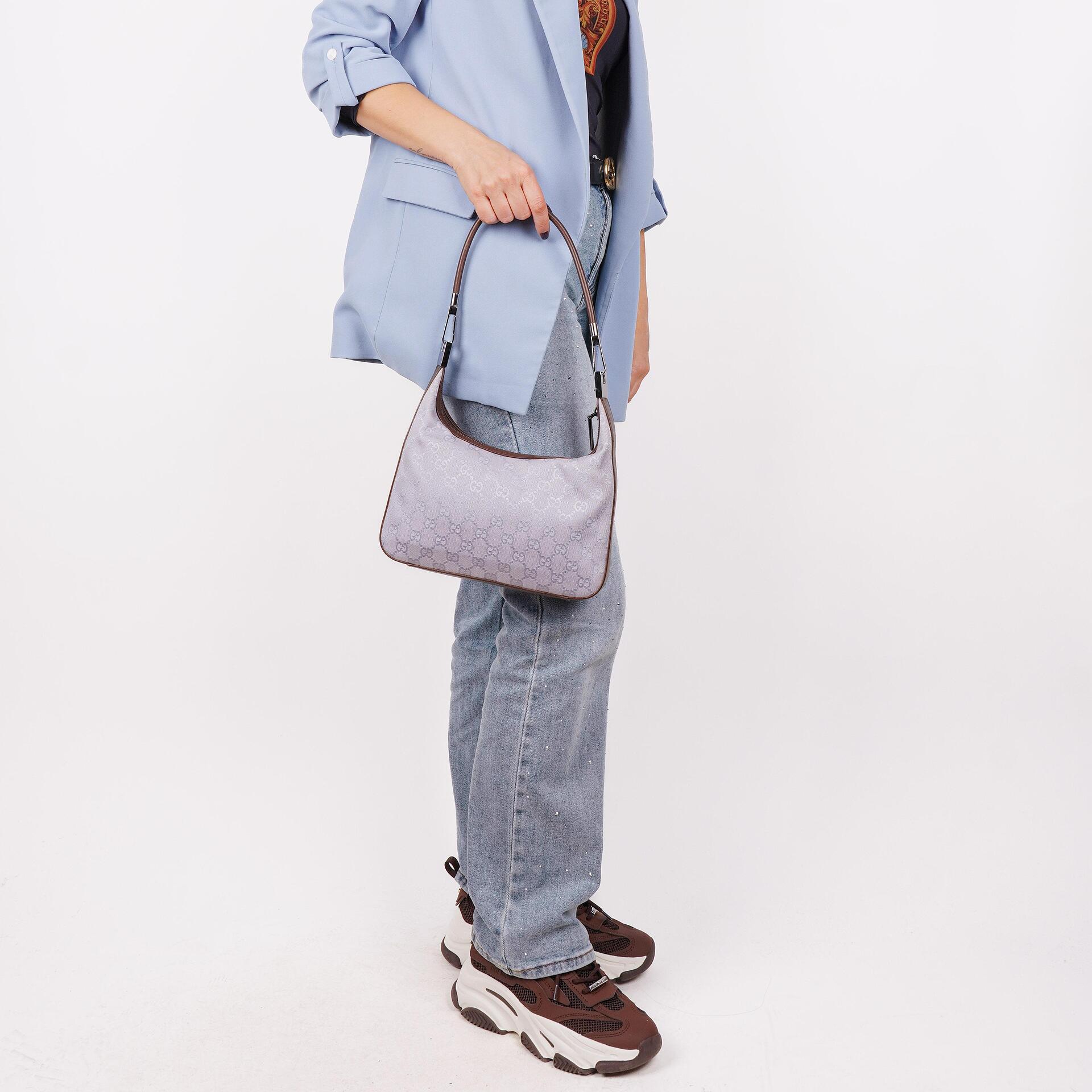 Gucci Purple GG Canvas Shoulder Hobo Bag