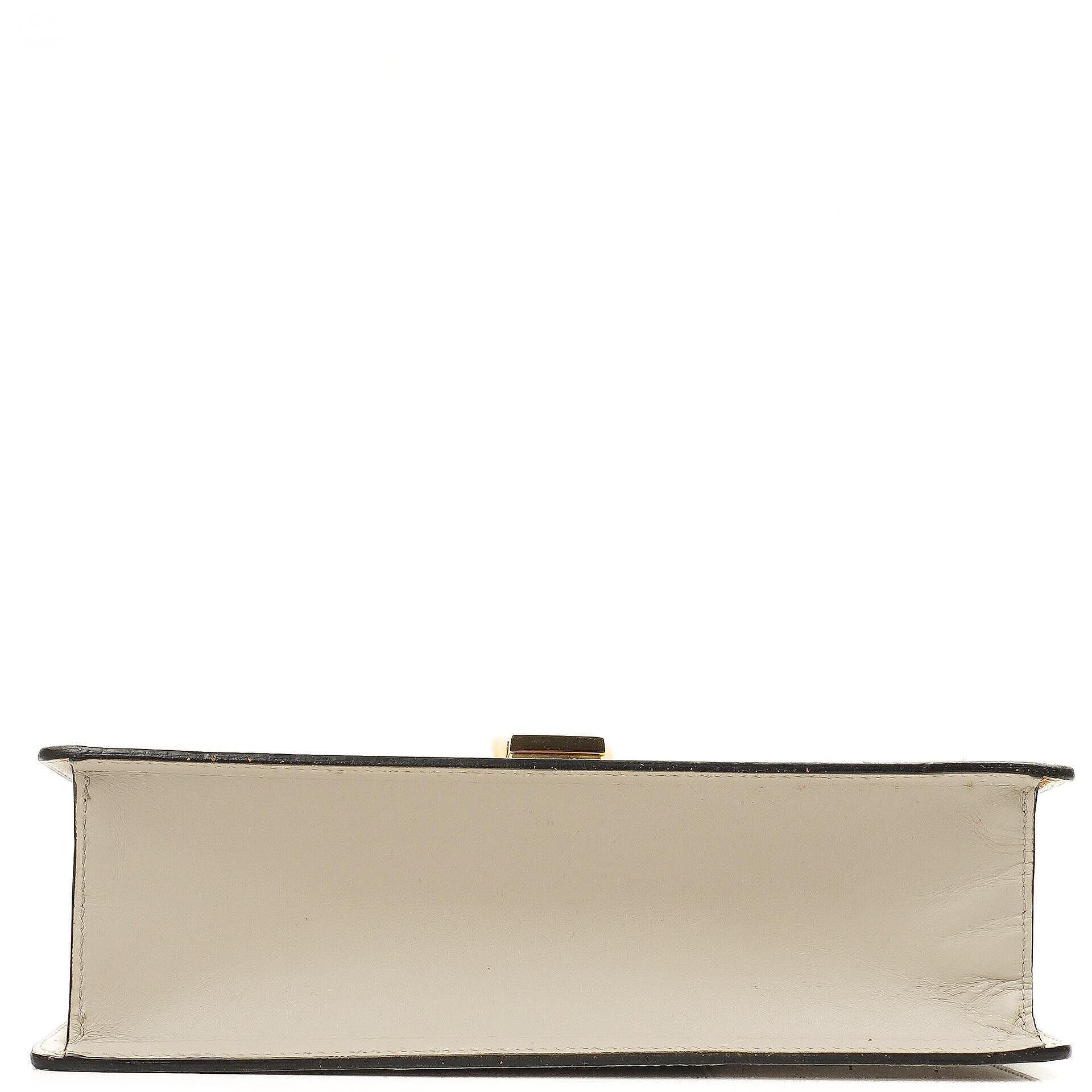Gucci Small Sylvie Web Stripe Flap Shoulder Bag Ivory Off White Calfskin