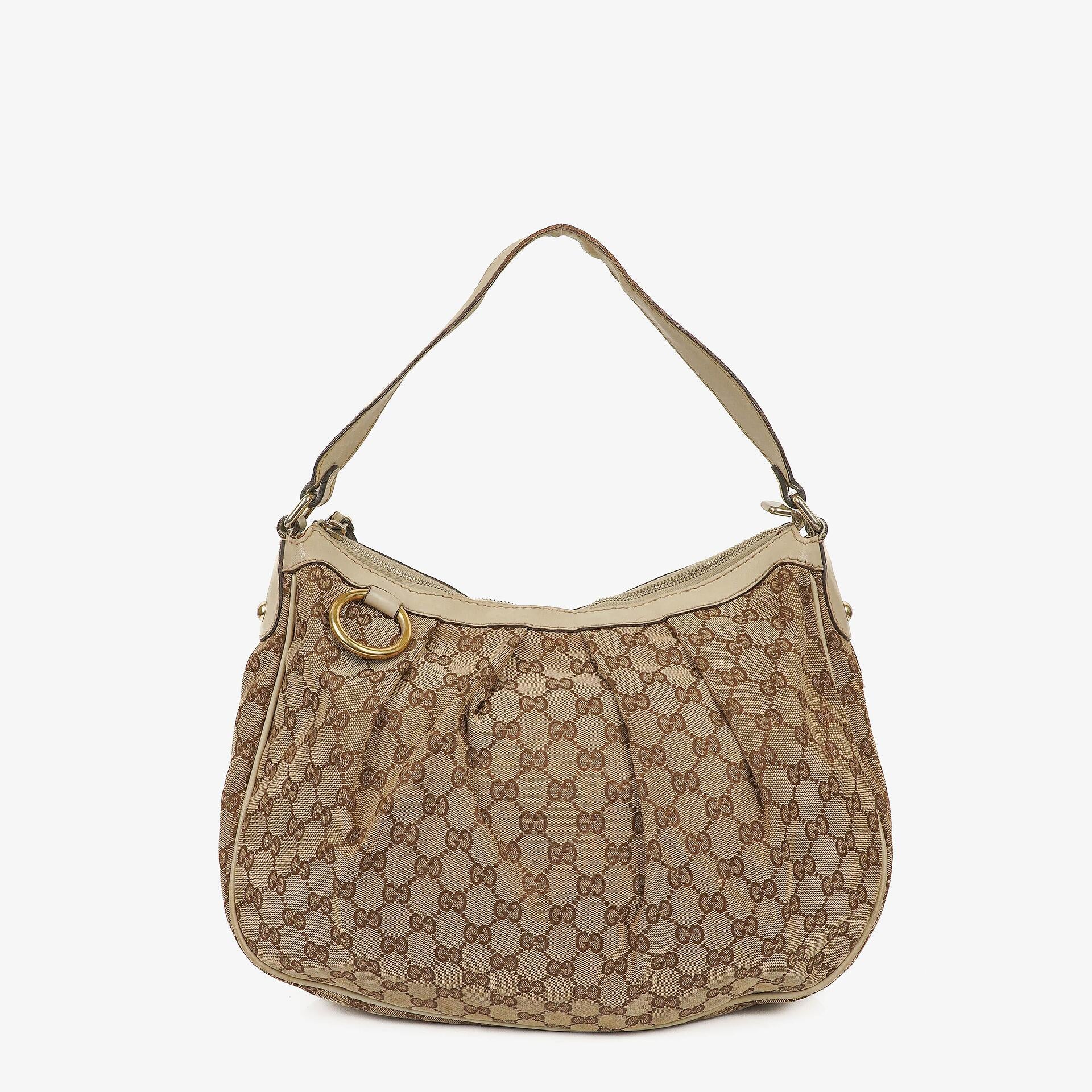 Gucci Sukey Medium Beige GG Canvas Hobo Bag