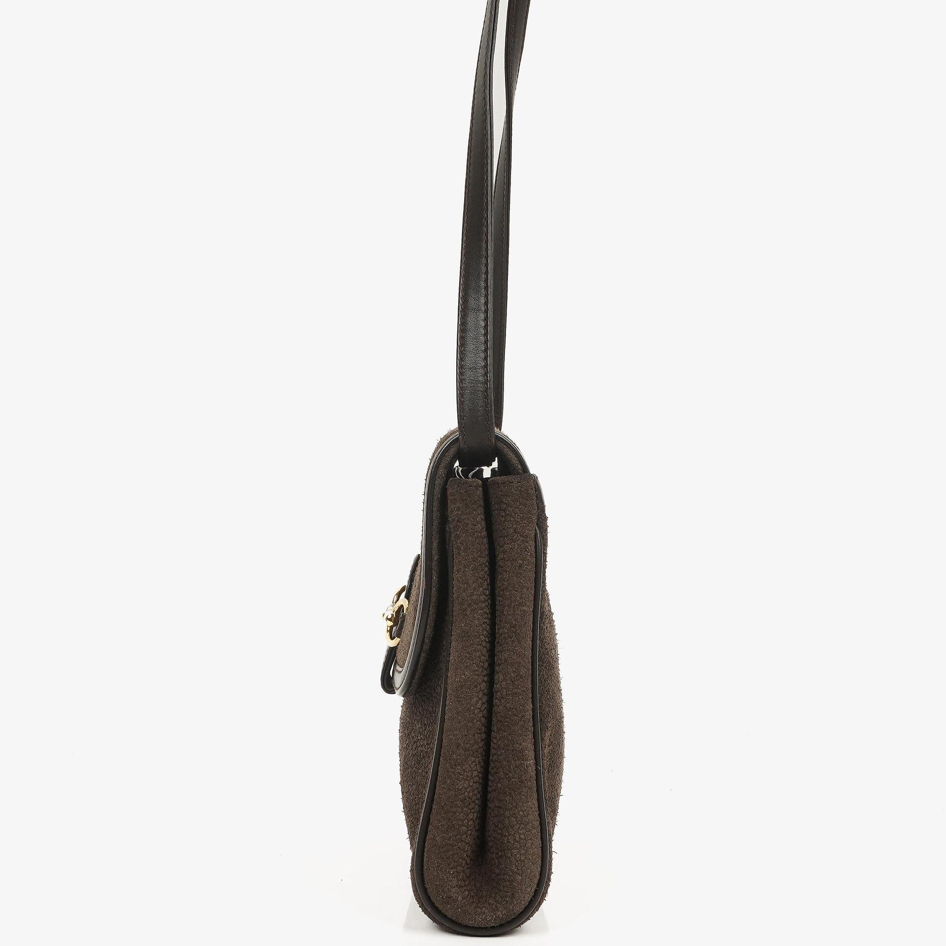 Gucci Vintage Horsebit 1955 Brown Suede Leather Bag