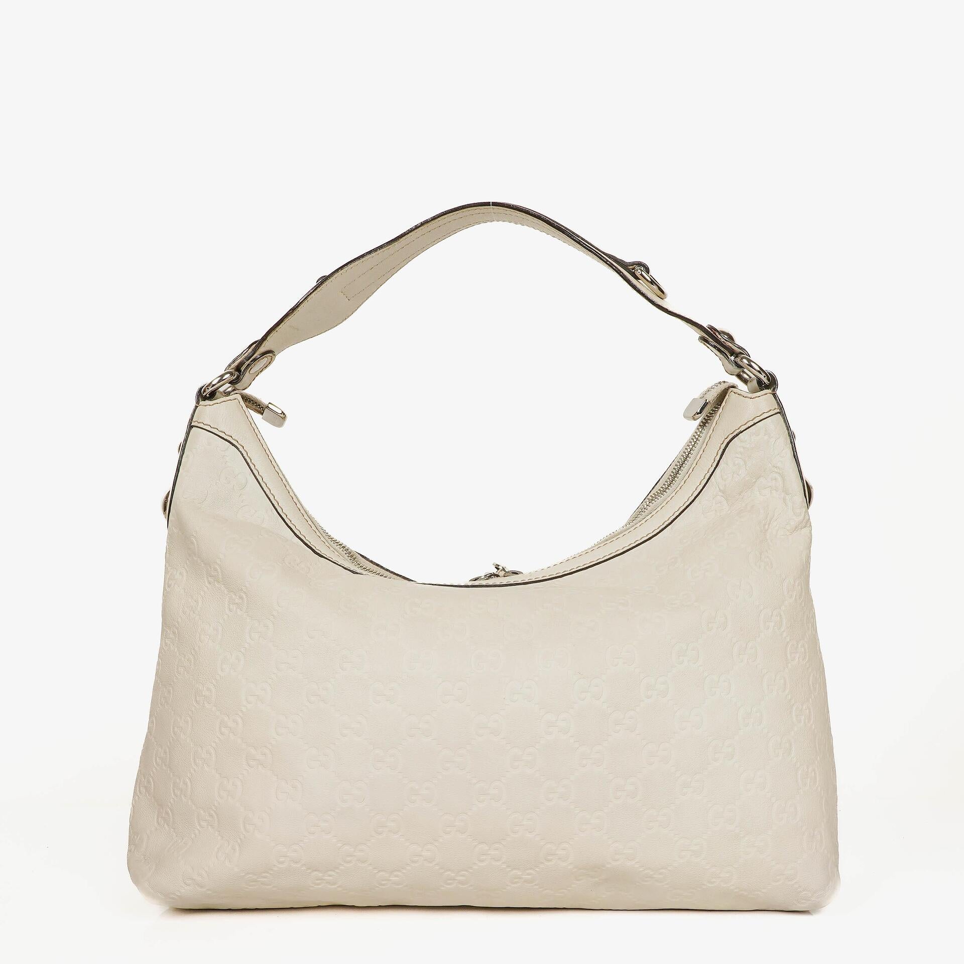 Gucci White Guccissima Leather Icon Bit Hobo Bag
