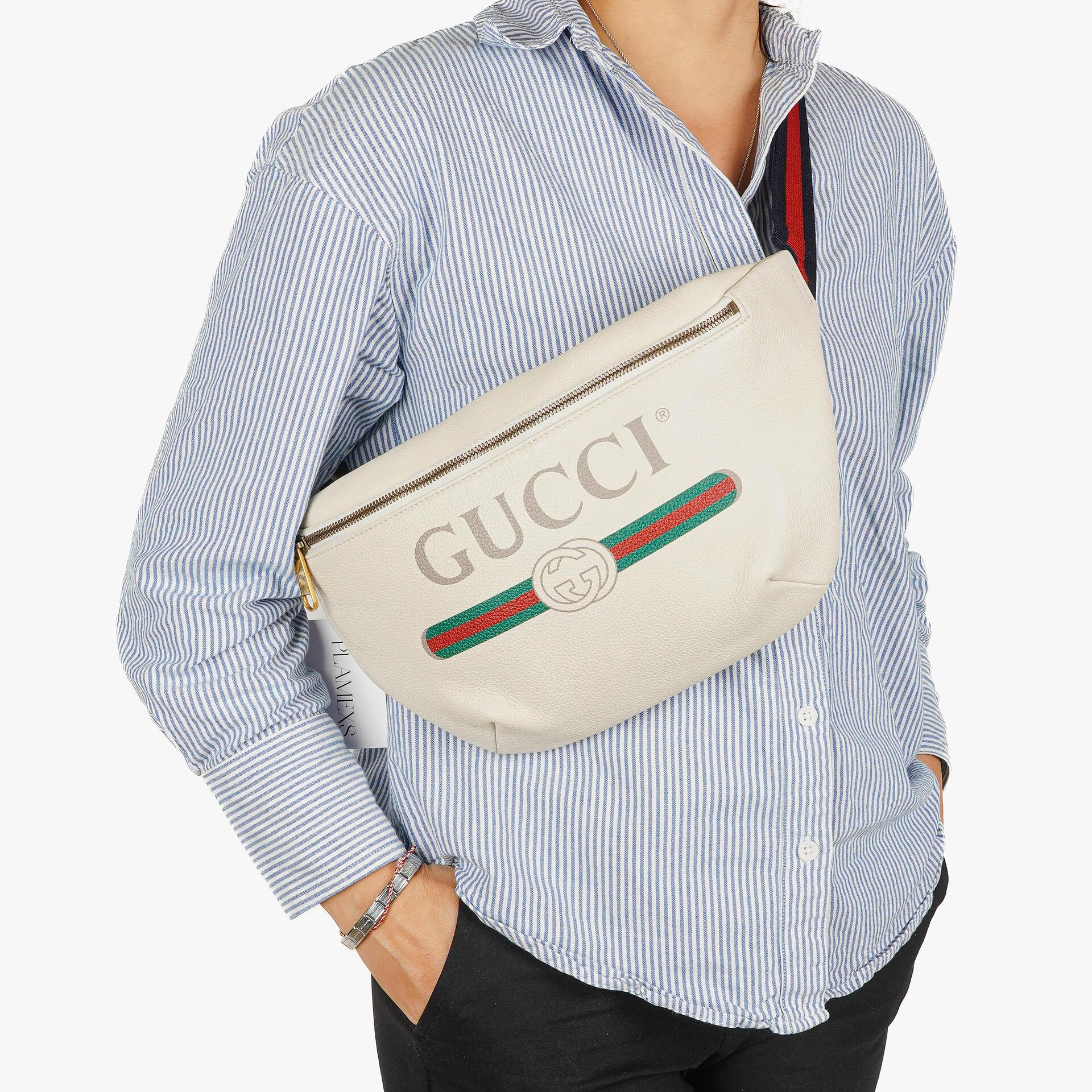 Gucci White Leather Bum Bag