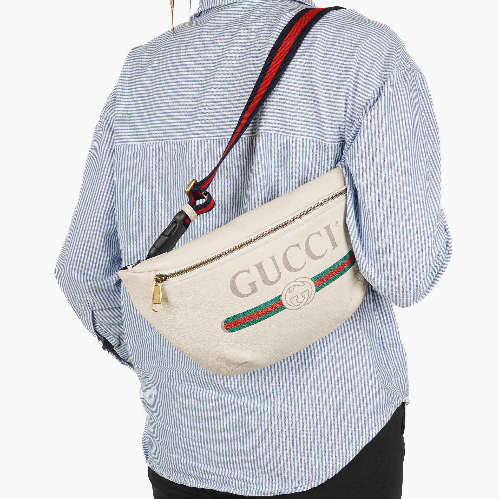 Gucci White Leather Bum Bag