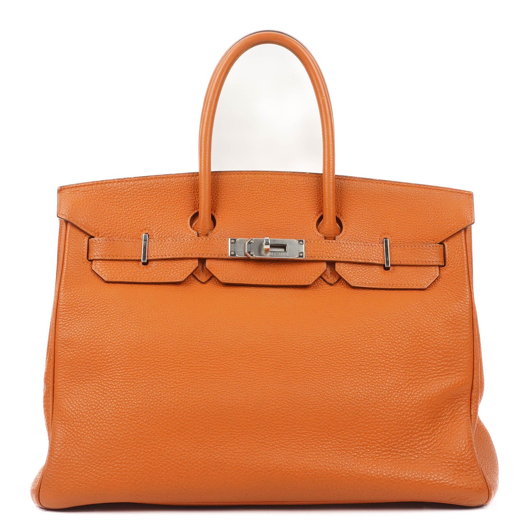 Hermes Birkin 35 Orange Togo With Paladium Hardware