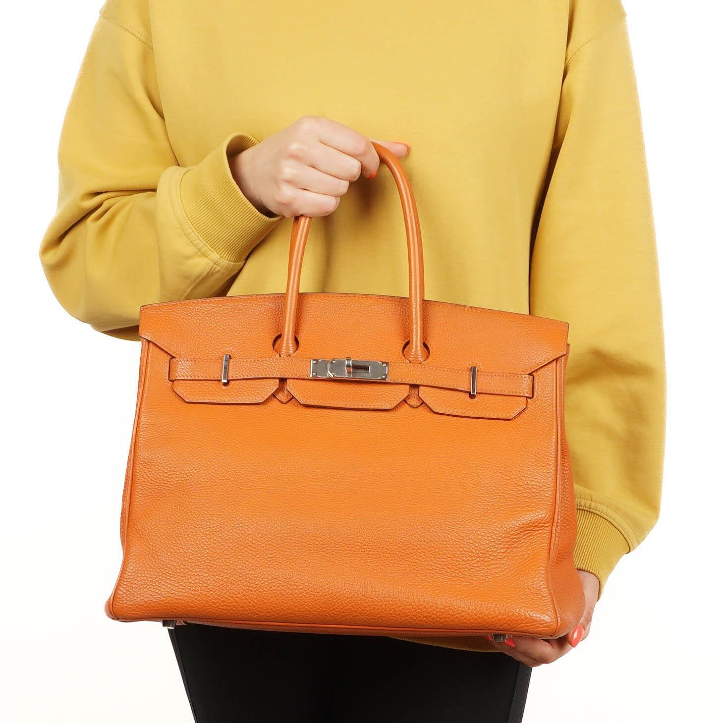 Hermes Birkin 35 Orange Togo With Paladium Hardware