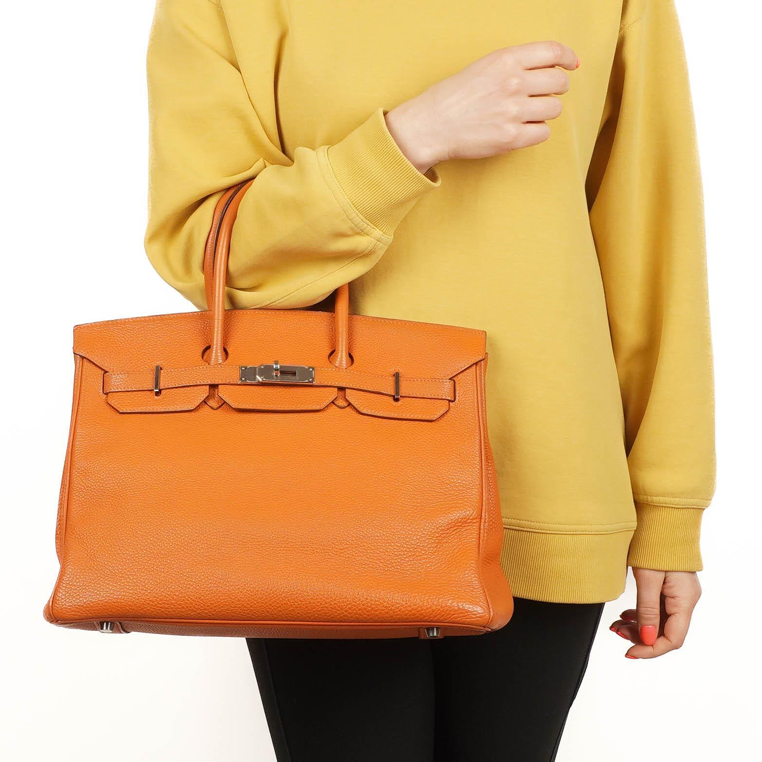 Hermes Birkin 35 Orange Togo With Paladium Hardware