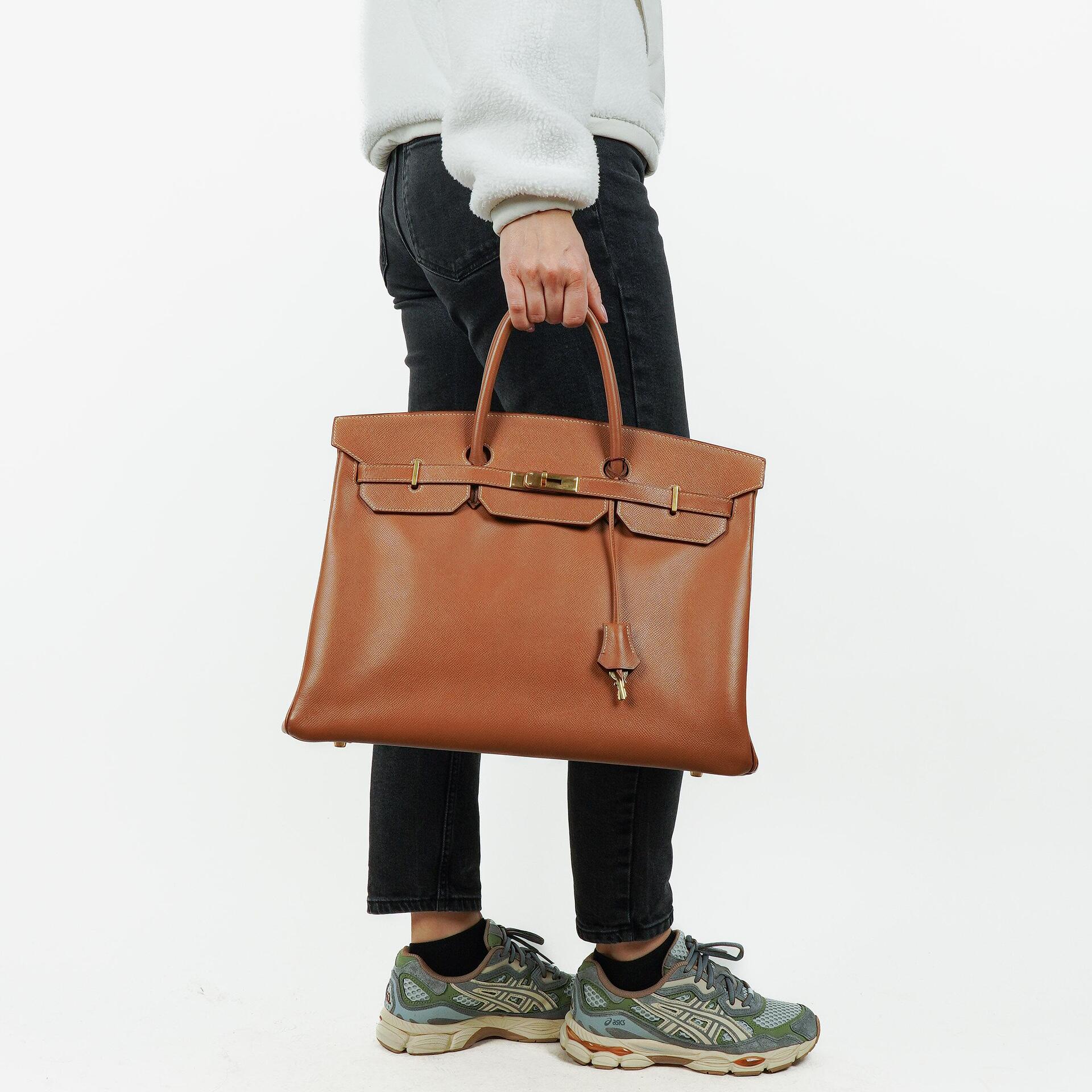 Hermes Birkin 40 Retourne Gold Courchevel Leather With Gold Hardware