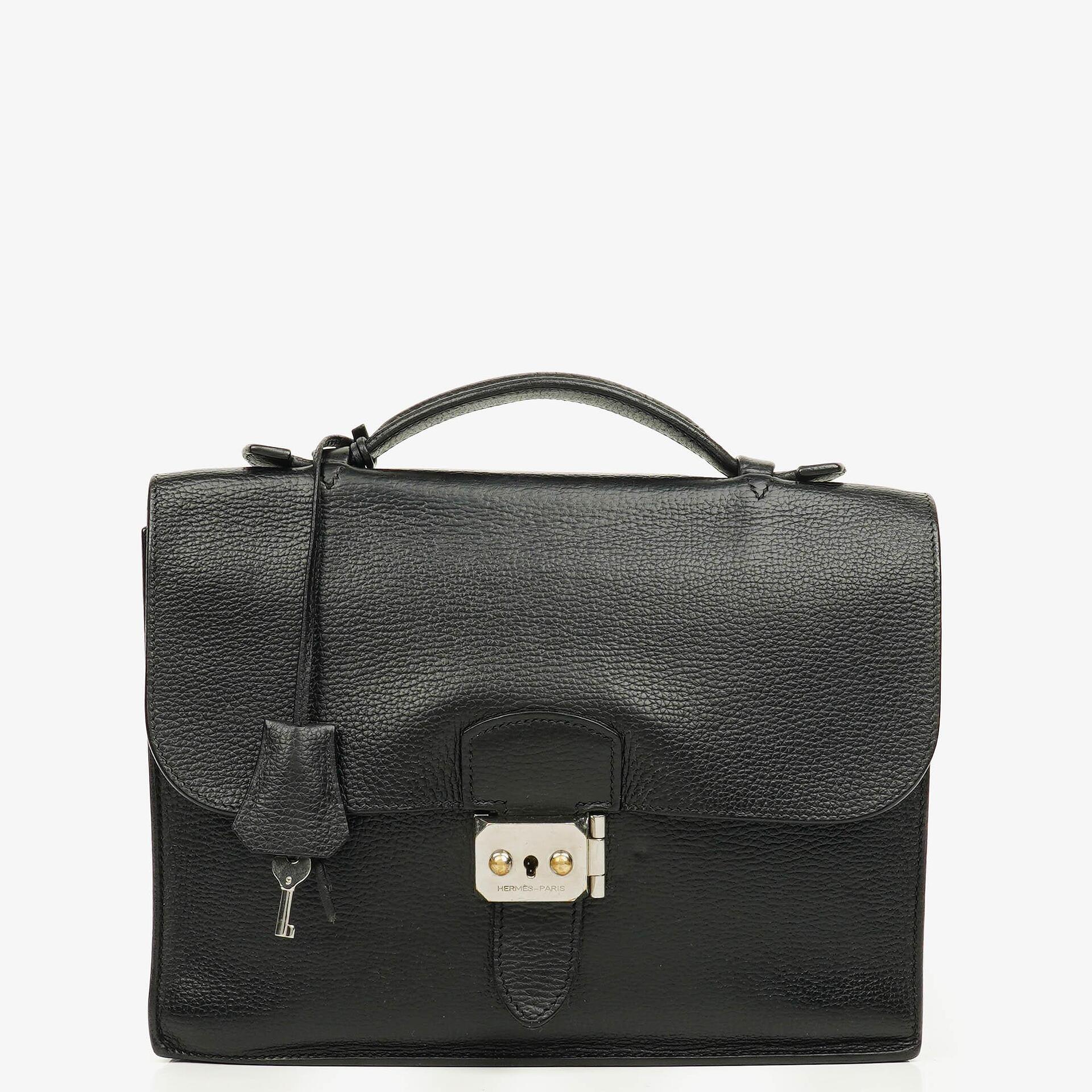 Hermes Black Nero Clemence Sac a Depeches 27 Bag