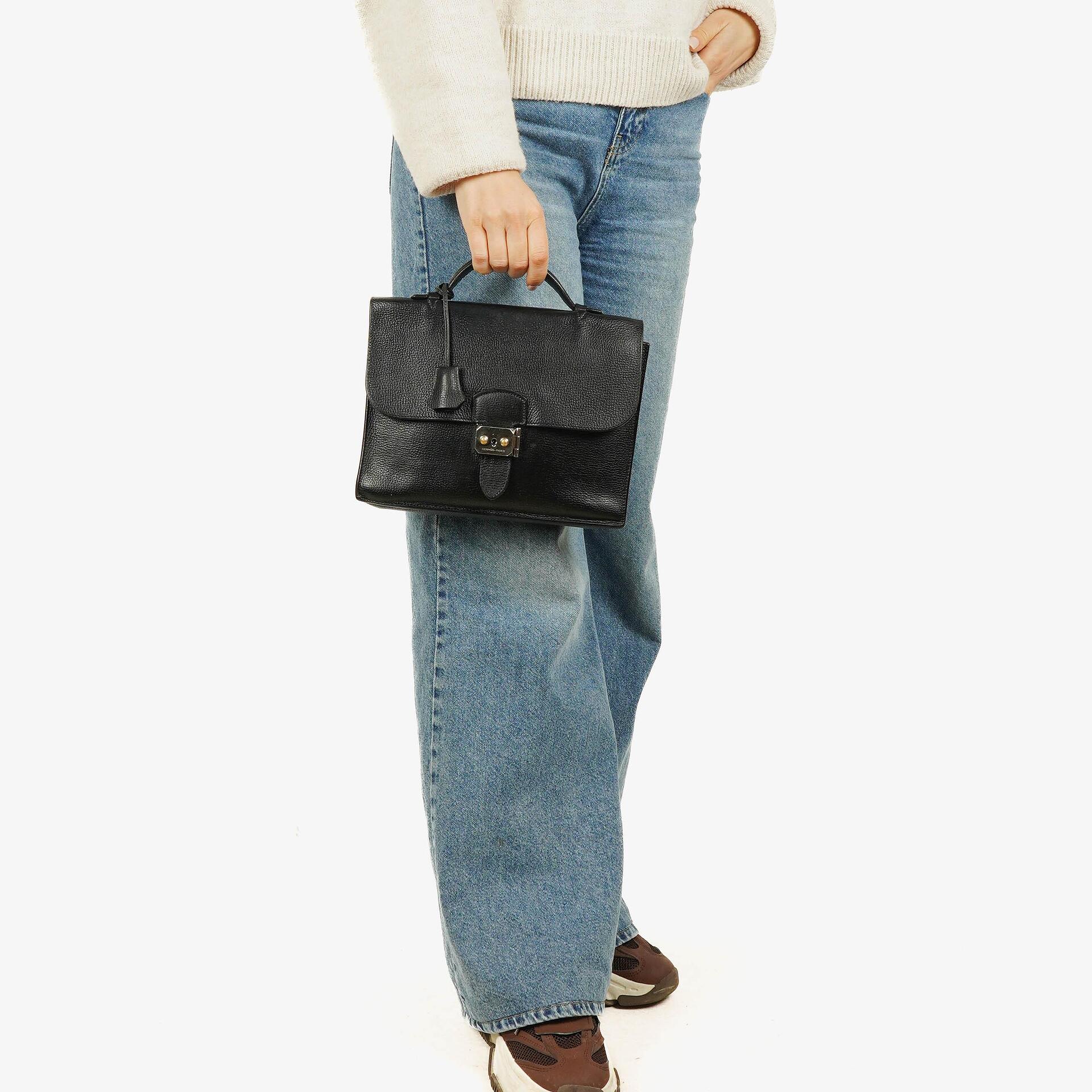 Hermes Black Nero Clemence Sac a Depeches 27 Bag