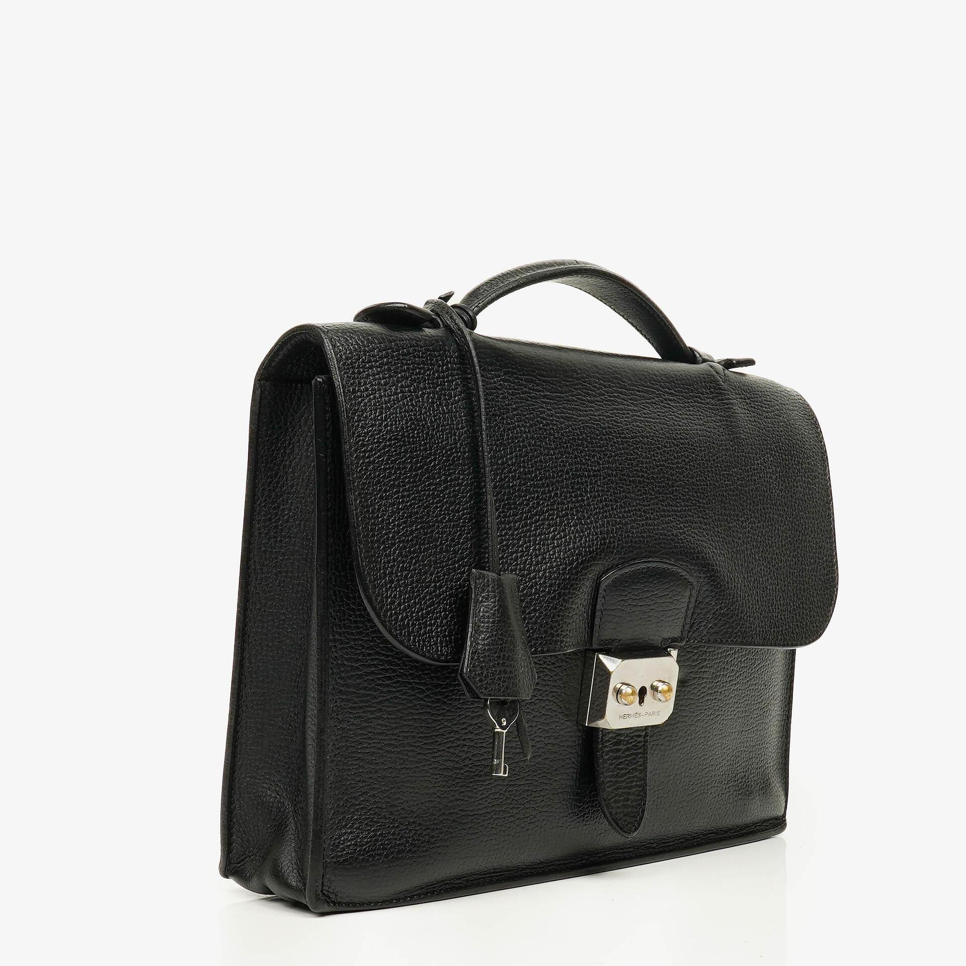 Hermes Black Nero Clemence Sac a Depeches 27 Bag