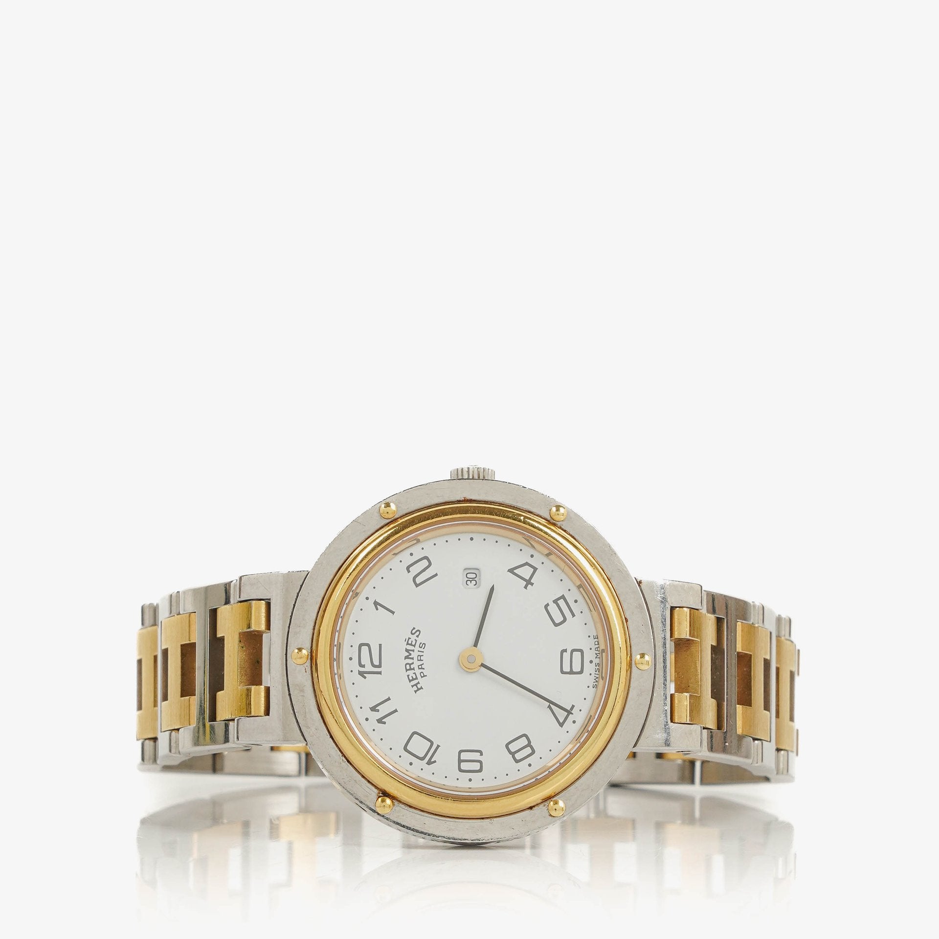 Hermes Clipper Quartz Watch Two- Tone Stainless Steel