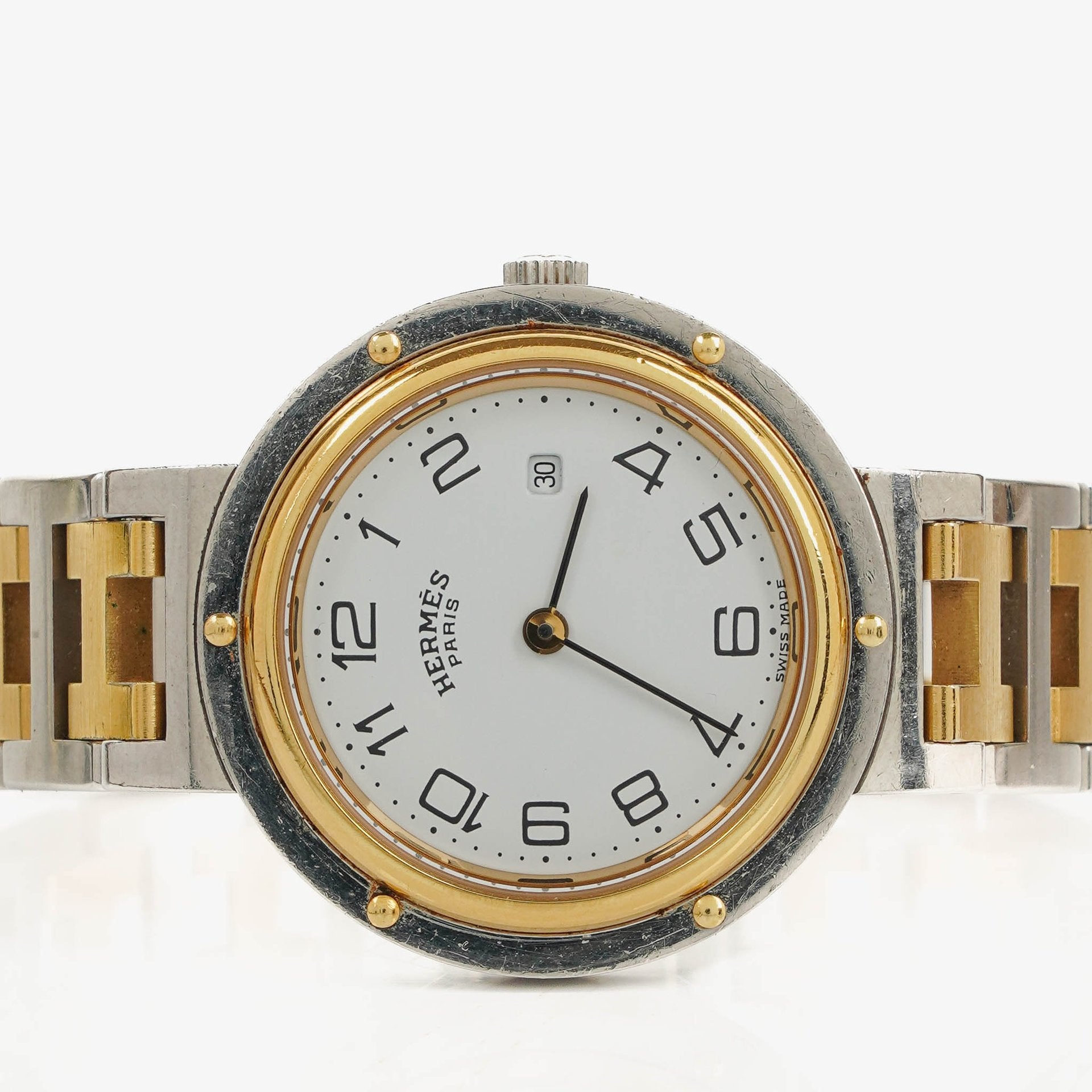 Hermes Clipper Quartz Watch Two- Tone Stainless Steel