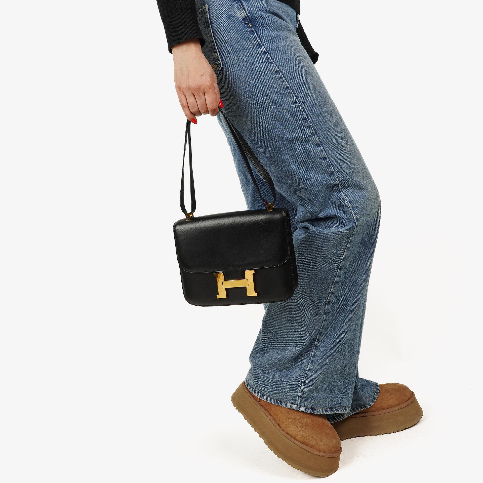 Hermes Constance 23 Vintage Black Box Calf With Gold Hardware, 1979