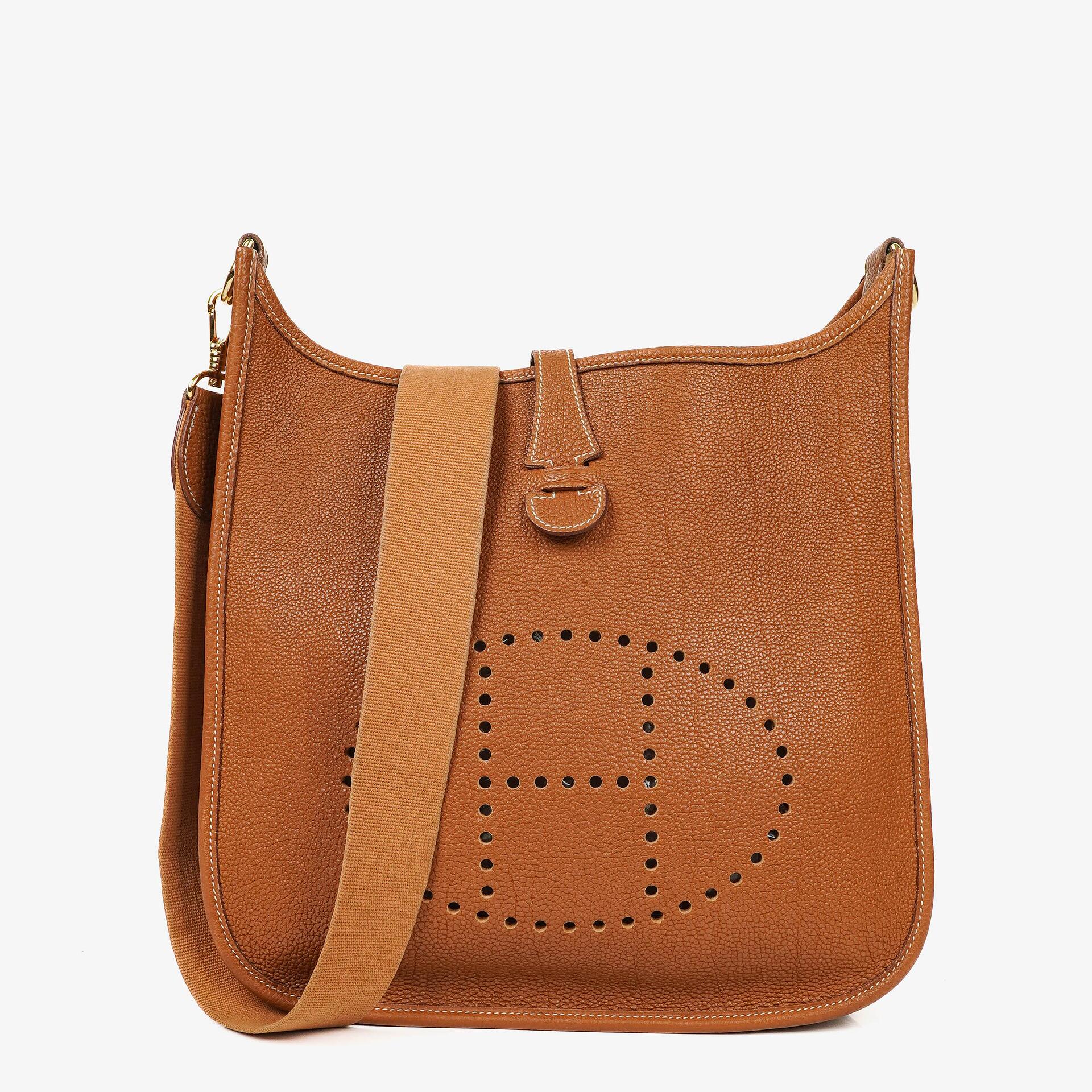 Hermes Evelyne I 29 Gold Taurillon Clemence Leather Shoulder Bag