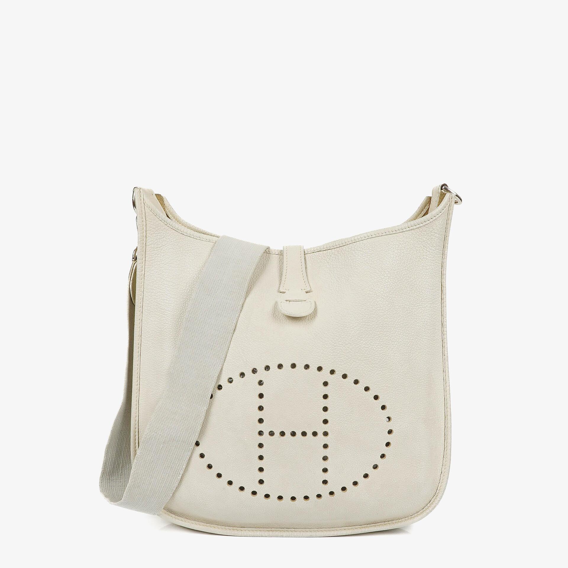Hermes Evelyne I 30 White Clemence Leather Shoulder Bag