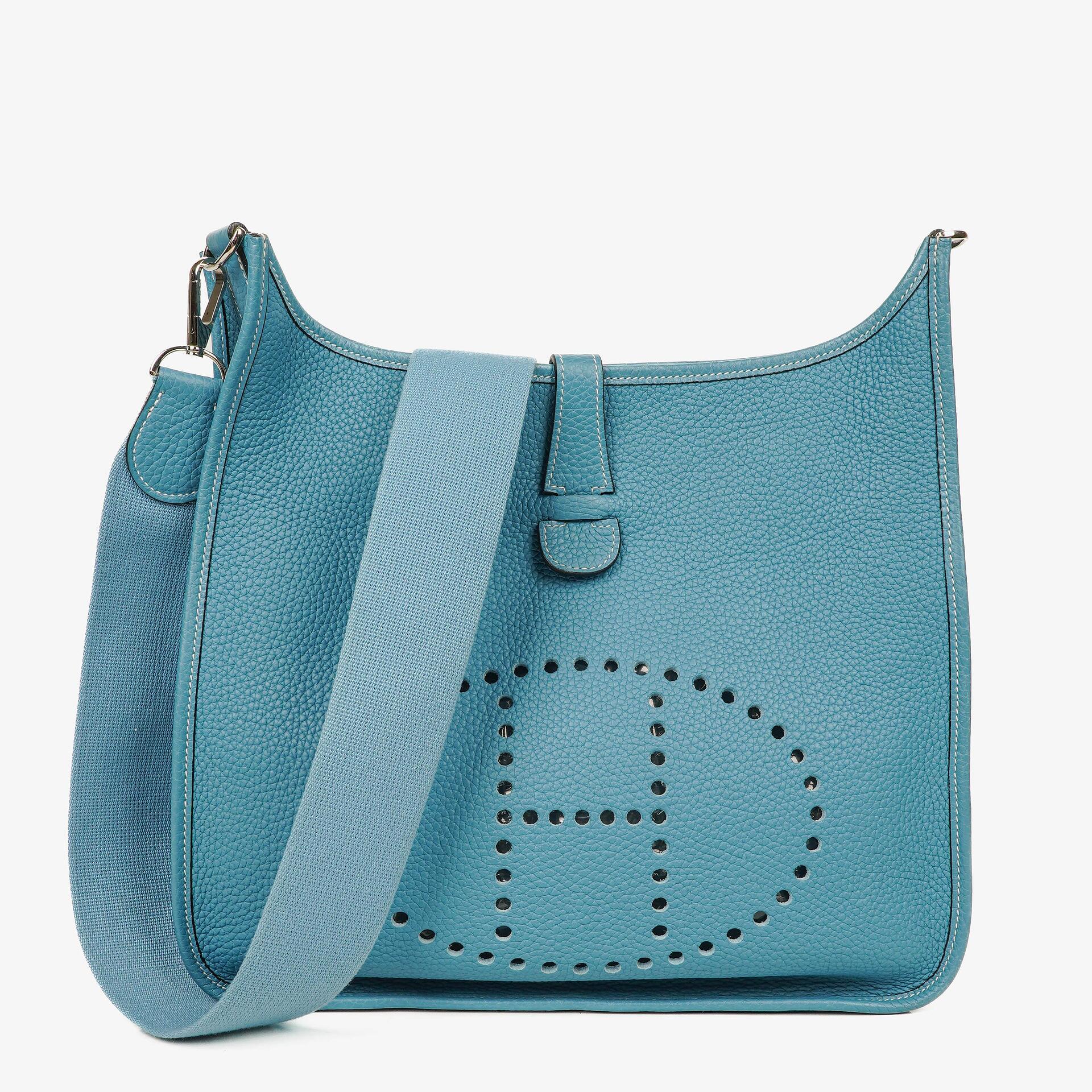 Hermes Evelyne I 32 New Bleu Jean Taurillon Clemence Shoulder Bag