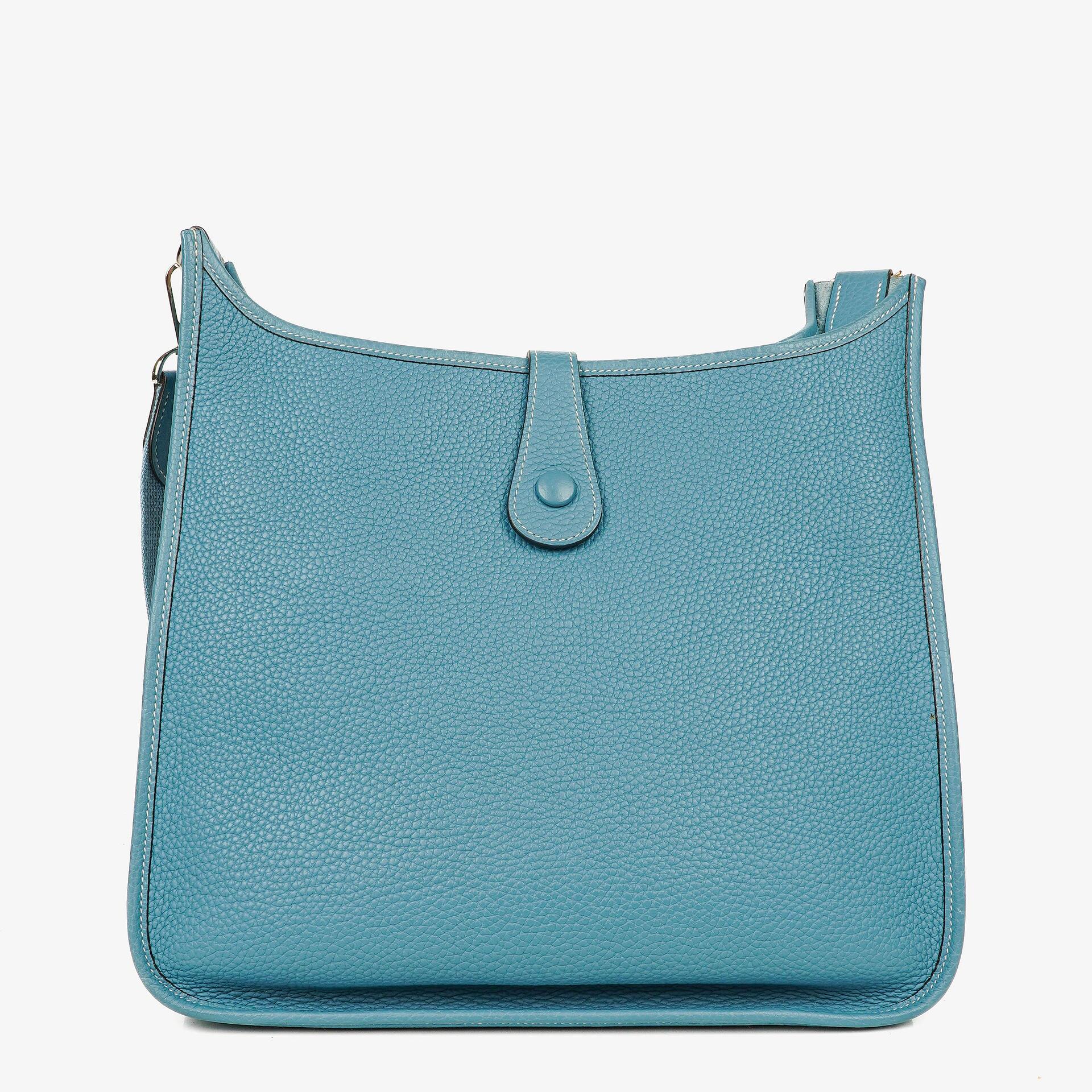 Hermes Evelyne I 32 New Bleu Jean Taurillon Clemence Shoulder Bag