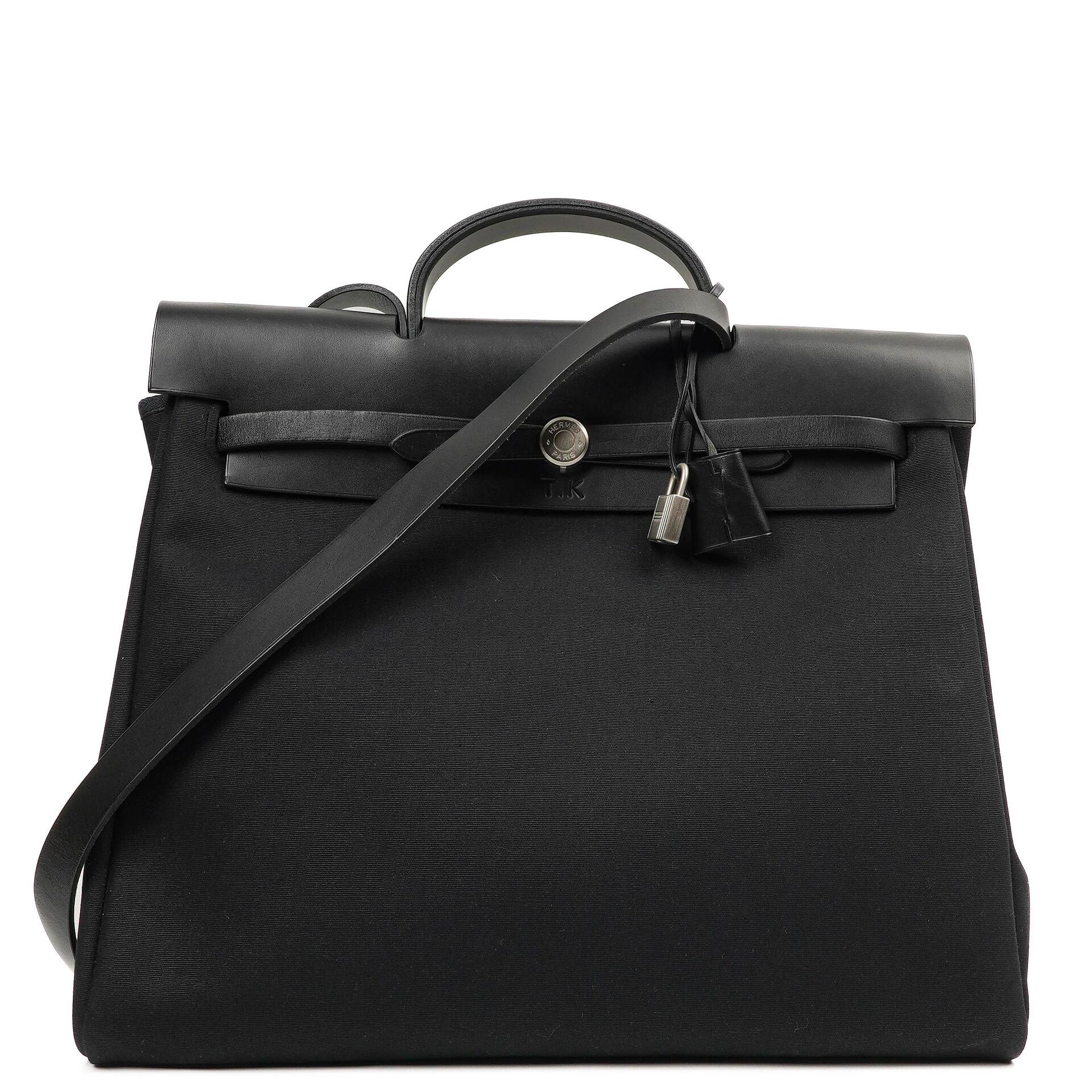 Hermes Herbag Black Toile Vache Hunter MM 2 In 1 Bag, 2000