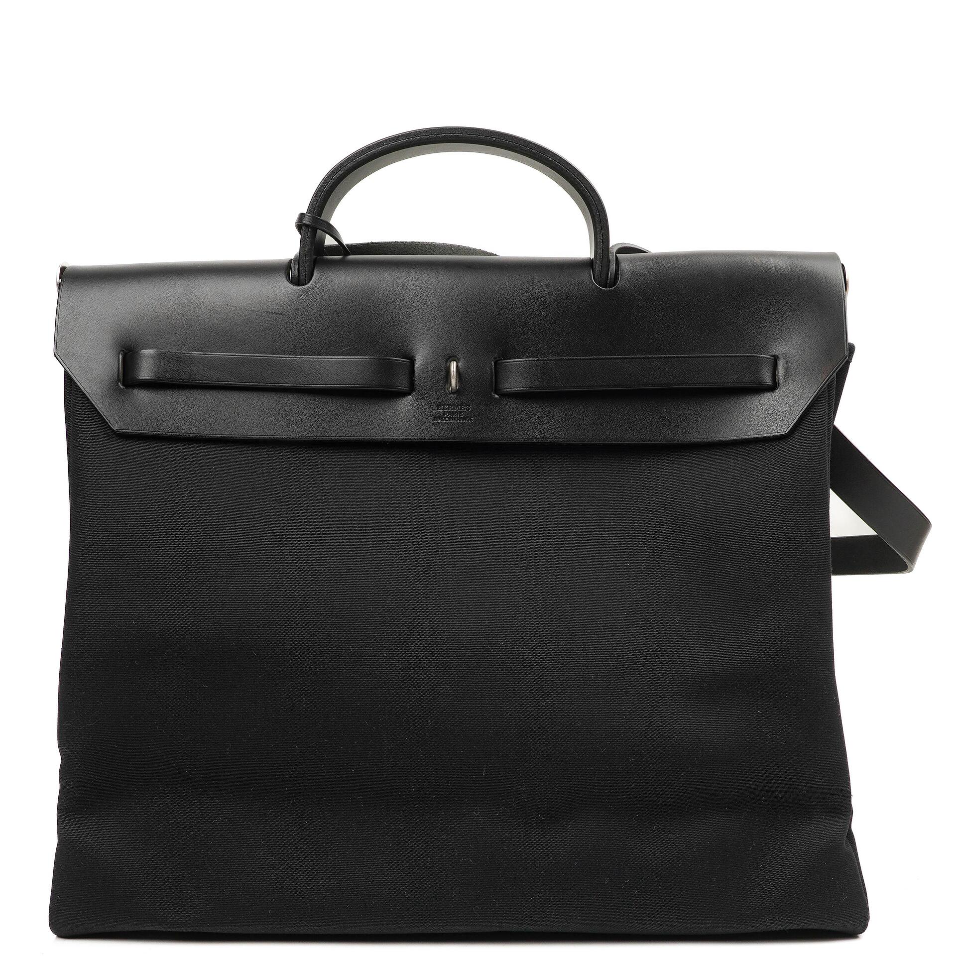 Hermes Herbag Black Toile Vache Hunter MM 2 In 1 Bag, 2000