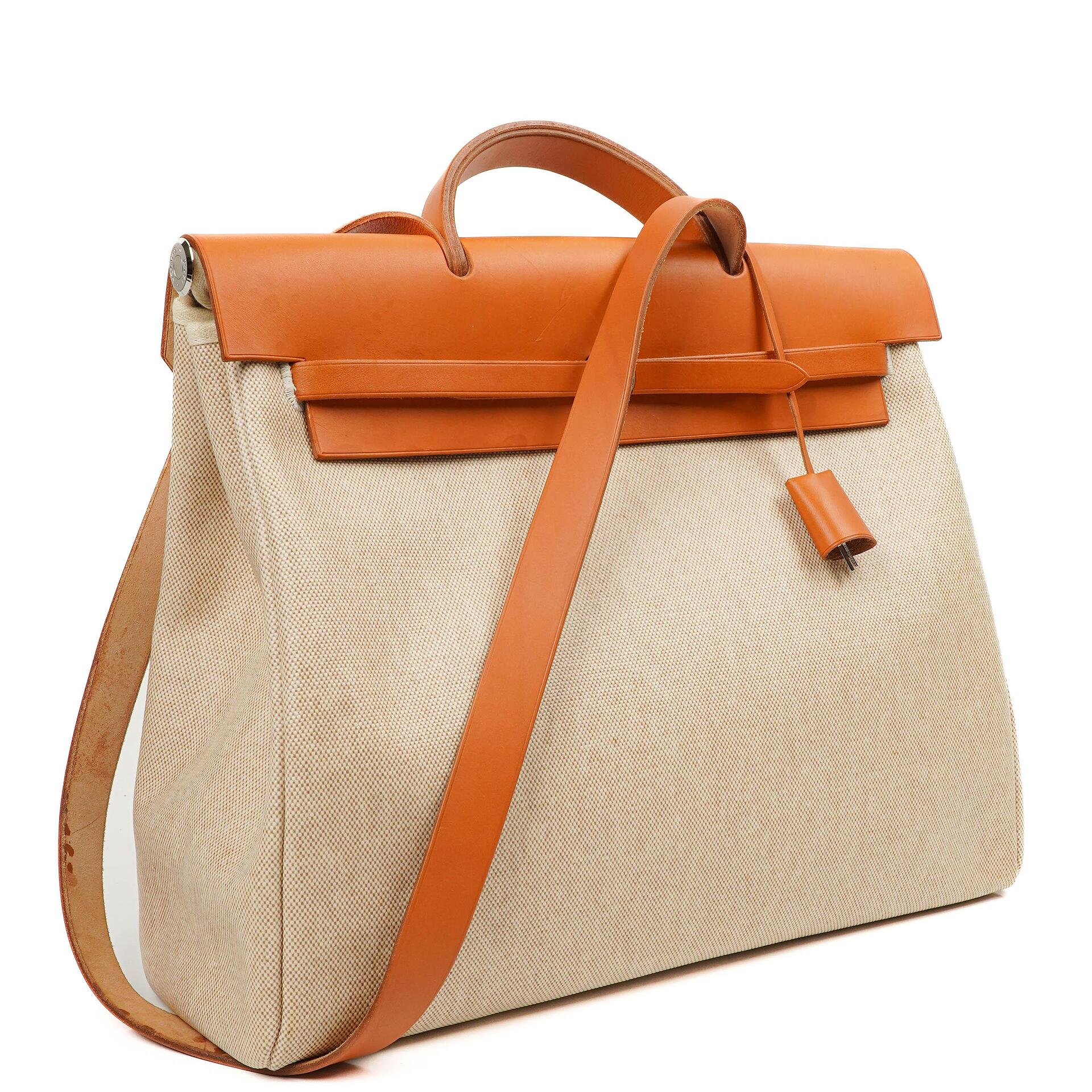 Hermes Herbag Natural Toile Vache Hunter MM 2 In 1 Bag, 1999
