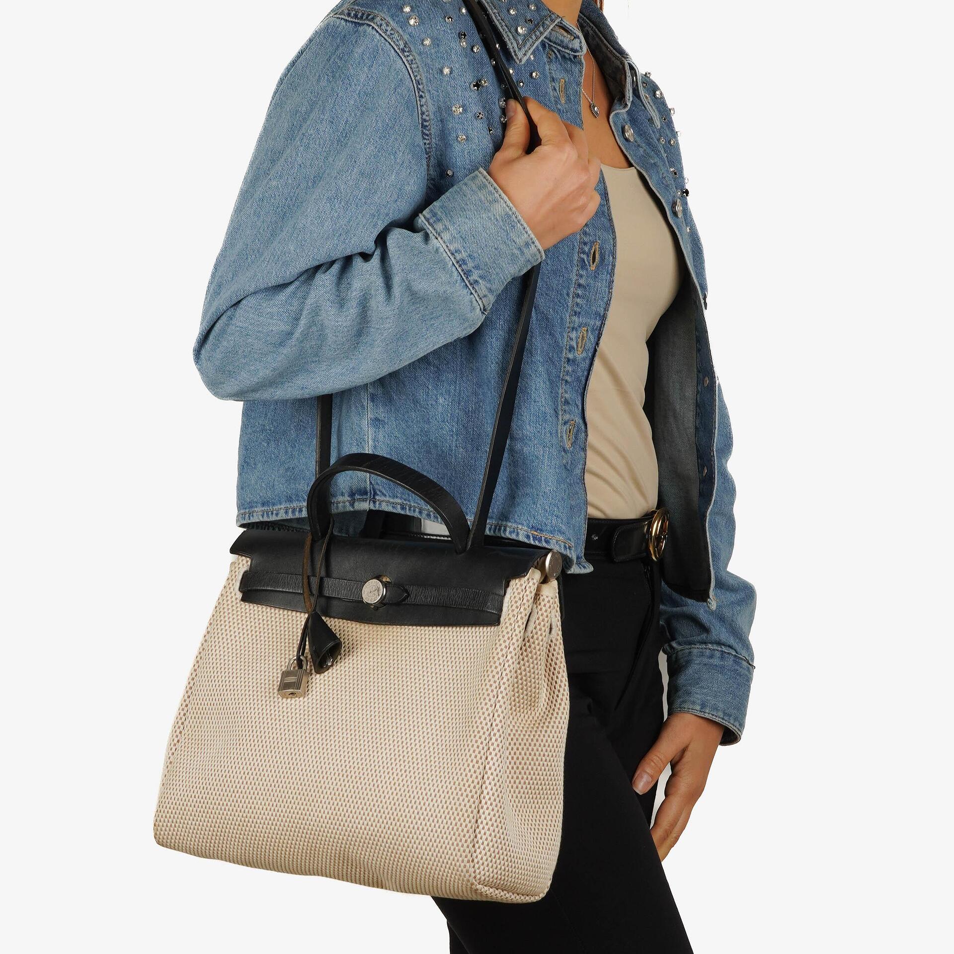 Hermes Herbag Natural Toile Vache Hunter MM 2 In 1 Bag