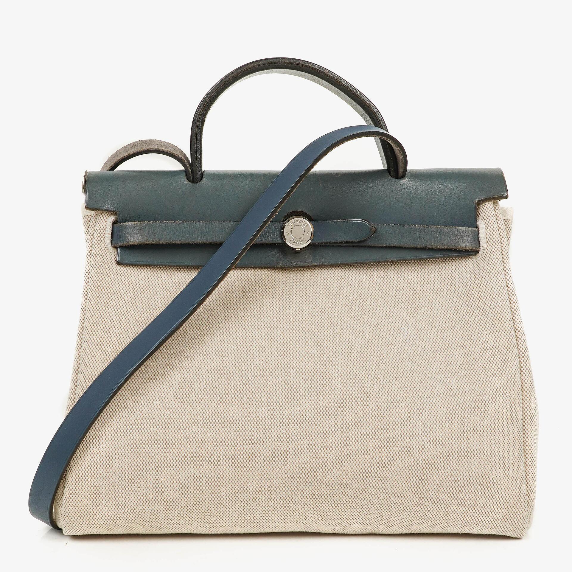 Hermes Herbag Navy Toile Vache Hunter PM 2 Way Bag