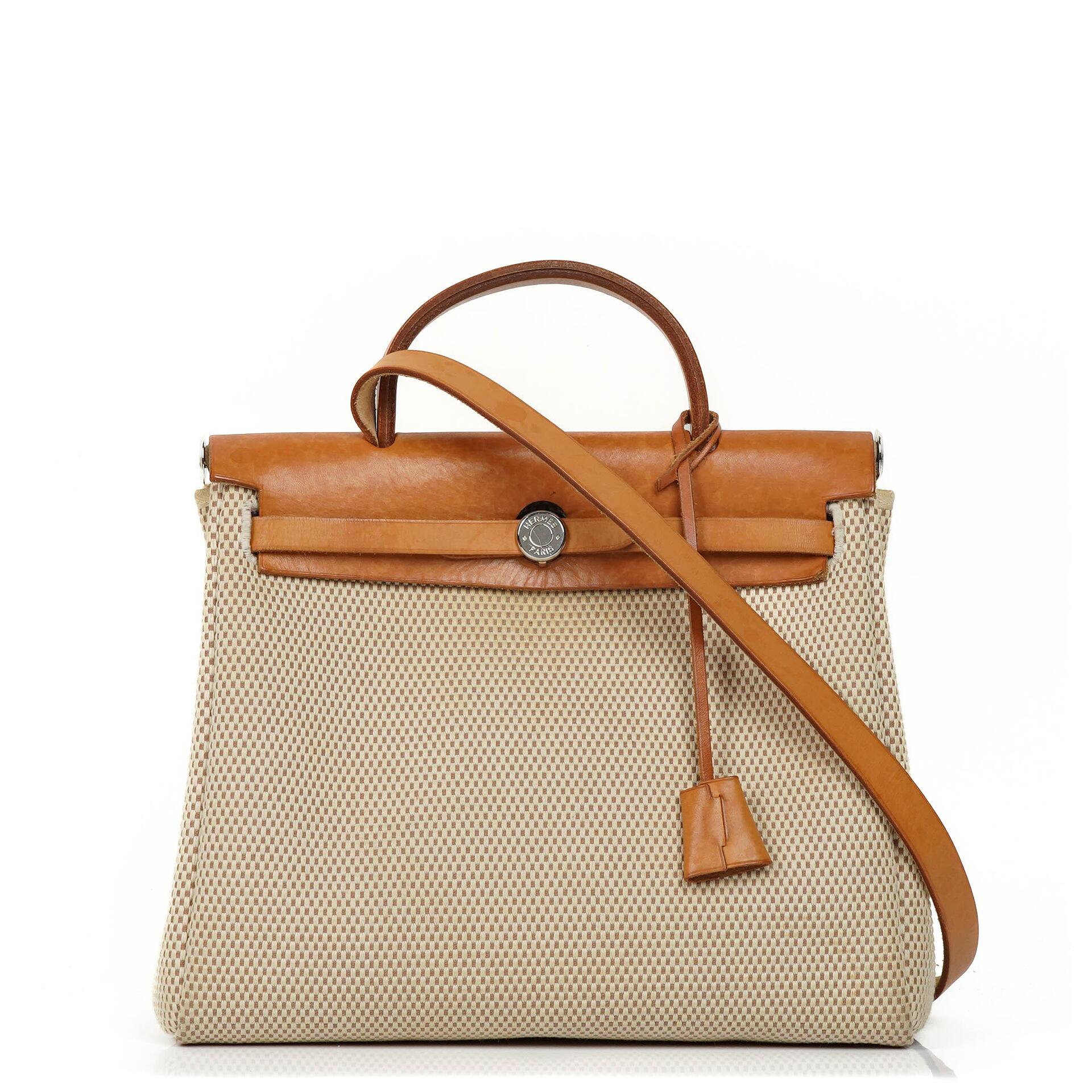 Hermes Herbag PM Vache Hunter Criss Viking 30 Ecru Beige Naturel 2 Way Bag, 2003