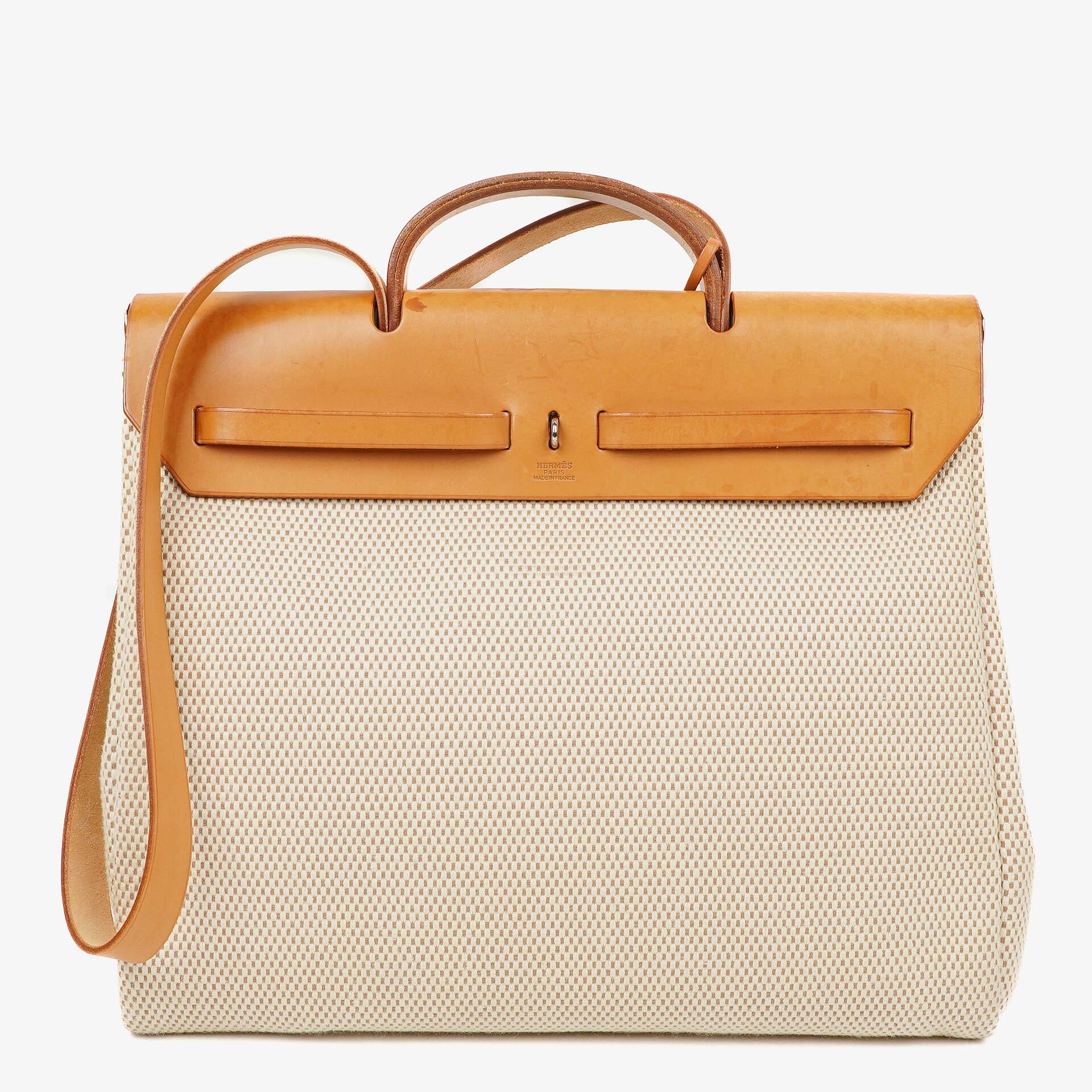 Hermes Herbag MM Vache Hunter Criss Viking Ecru Beige Naturel With Palladium Hardware, 2003