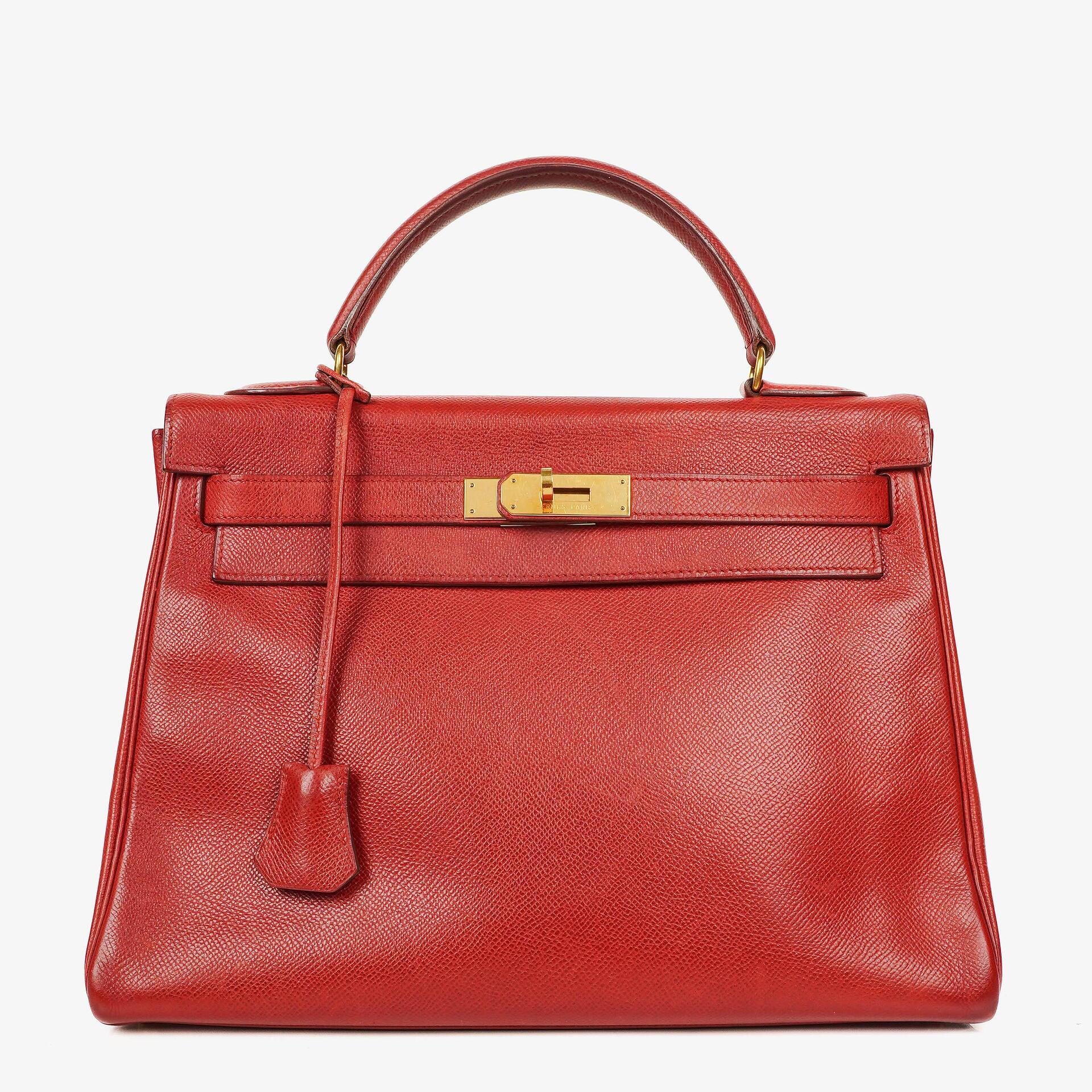 Hermès Kelly 32 Retourne Rouge Vif With Gold Hardware