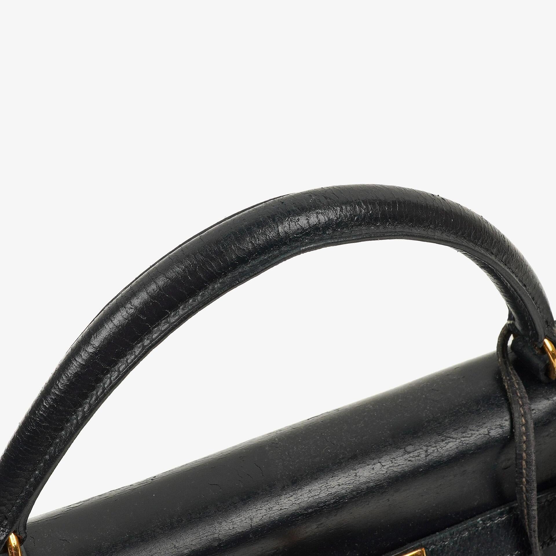 Hermes Kelly 32 Retourne Vintage Navy Box Calf With Gold Hardware, 1978