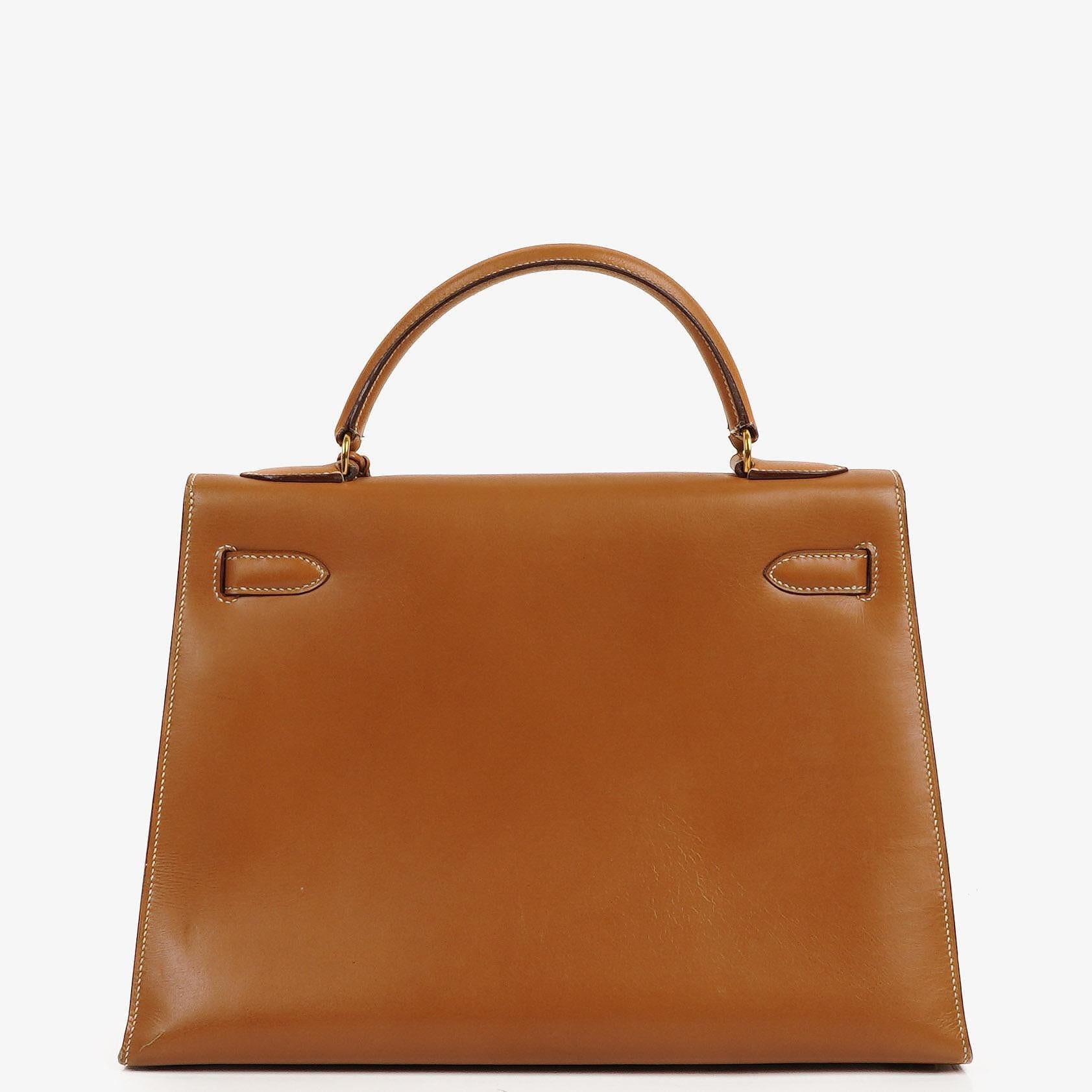 Hermes Kelly 32 Sellier Vintage Natural Chamonix With Gold Hardware, 1977