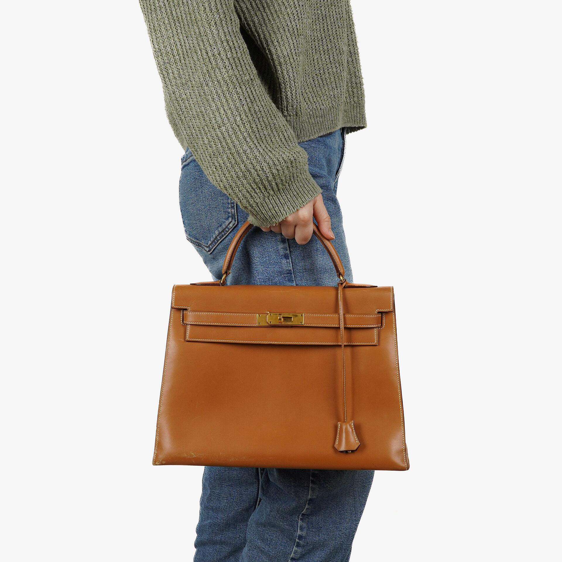 Hermes Kelly 32 Sellier Vintage Natural Chamonix With Gold Hardware, 1977