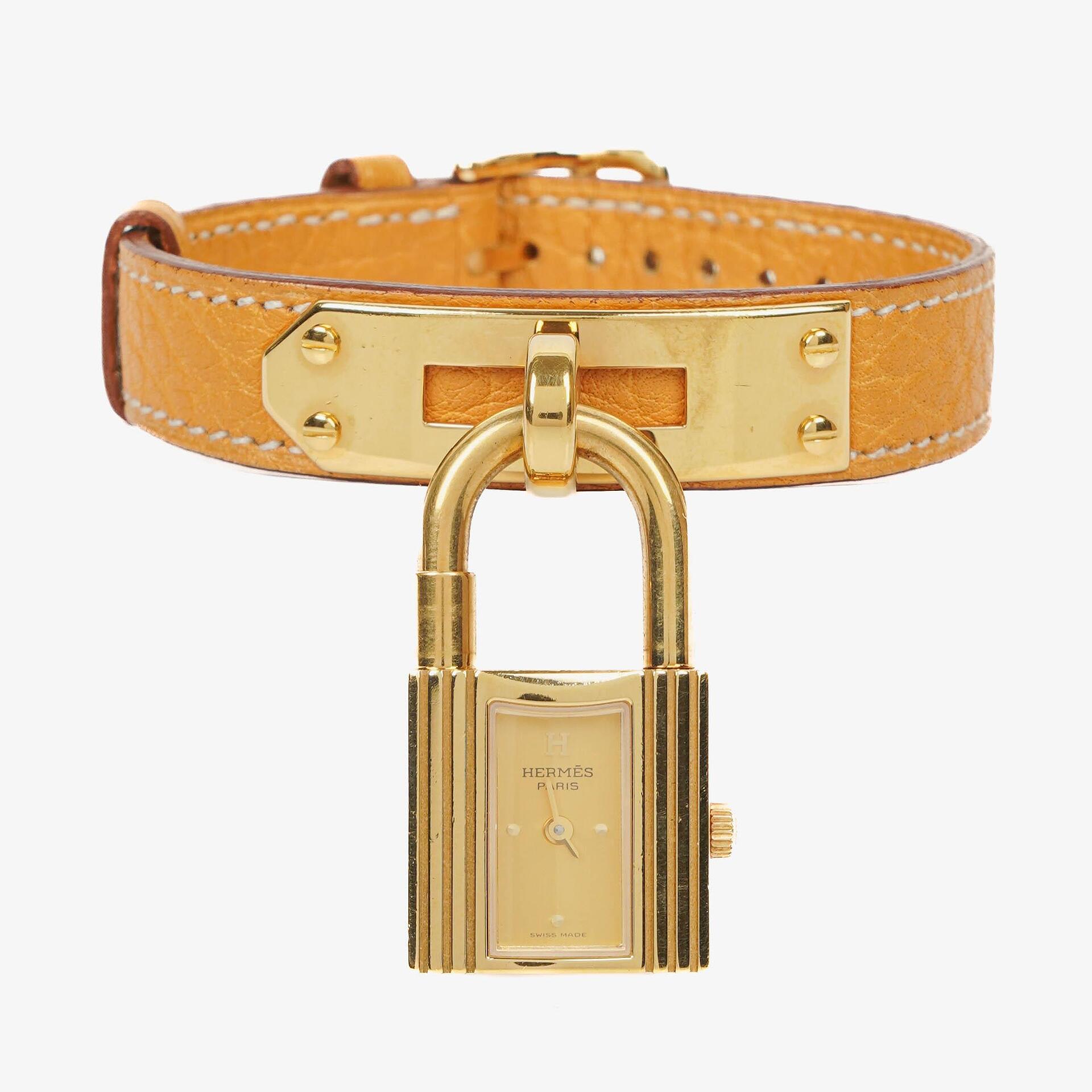 Hermes Kelly Beige Leather Gold Plated Watch