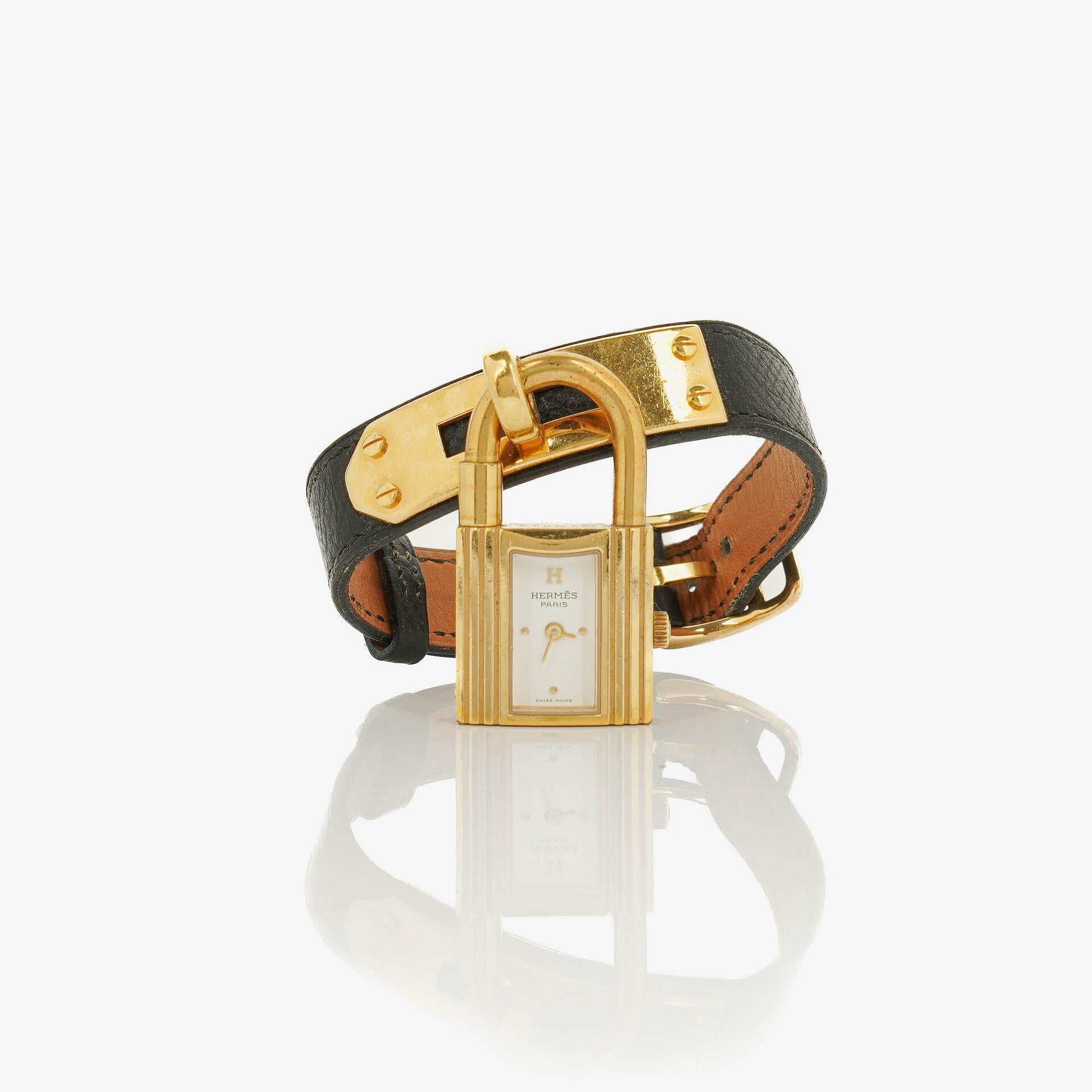 Hermes Kelly Courchevel Leather Gold Plated Watch