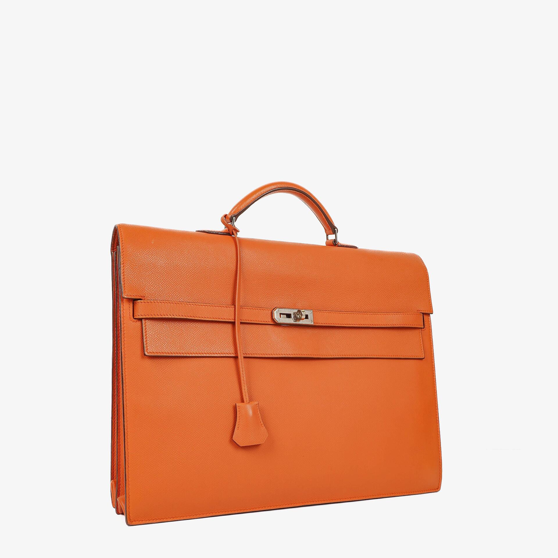 Hermes Kelly Depeche 38 Orange Epson Leather Bag