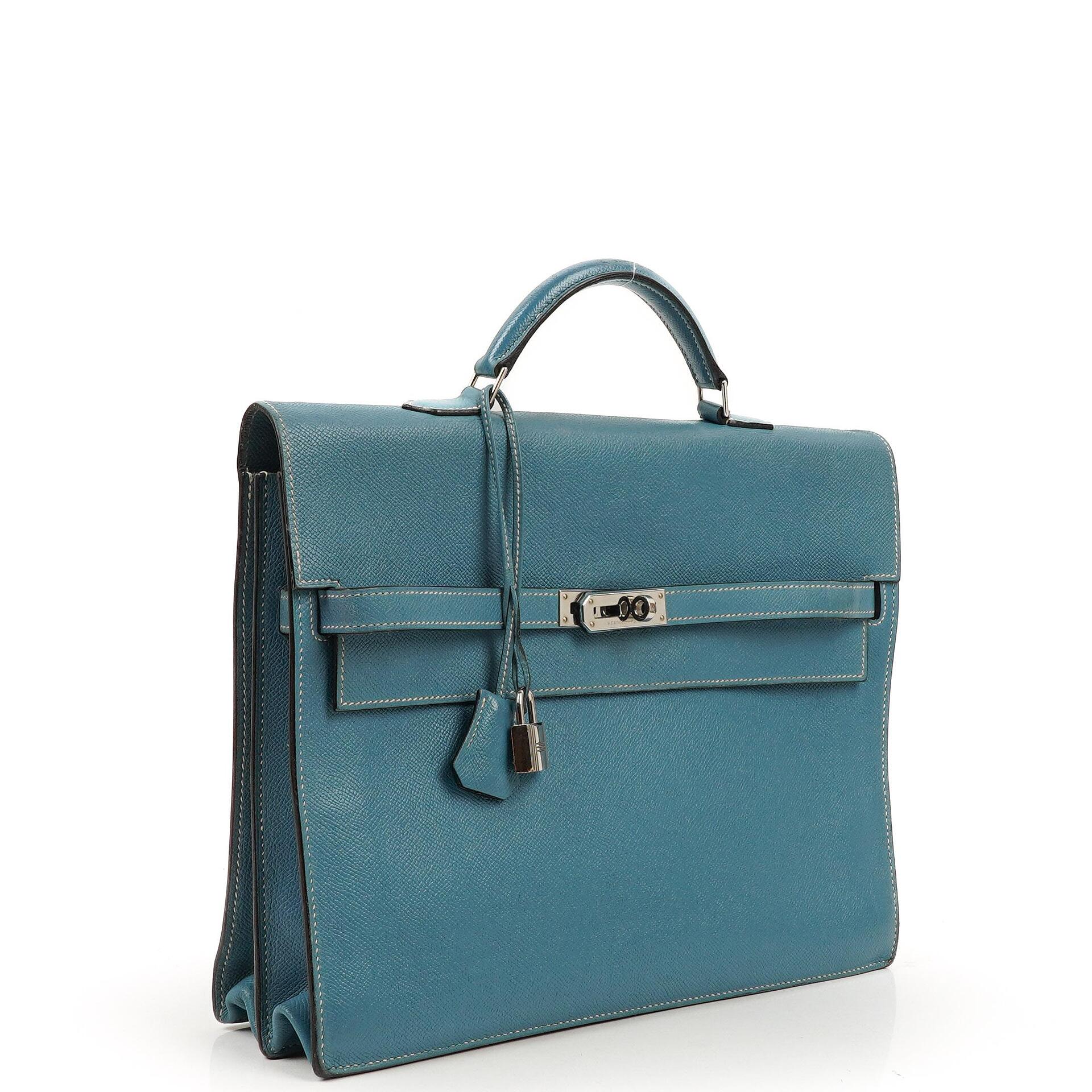 Hermes Kelly Depeches 34 Bleu Jean Epsom With Palladium Hardware, 2006