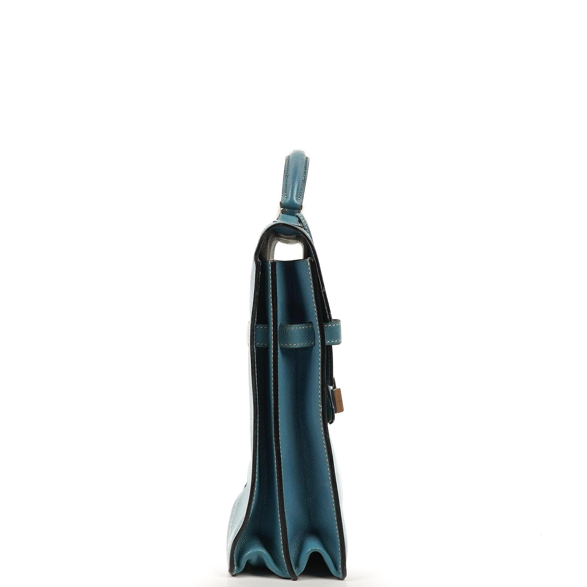 Hermes Kelly Depeches 34 Bleu Jean Epsom With Palladium Hardware, 2006