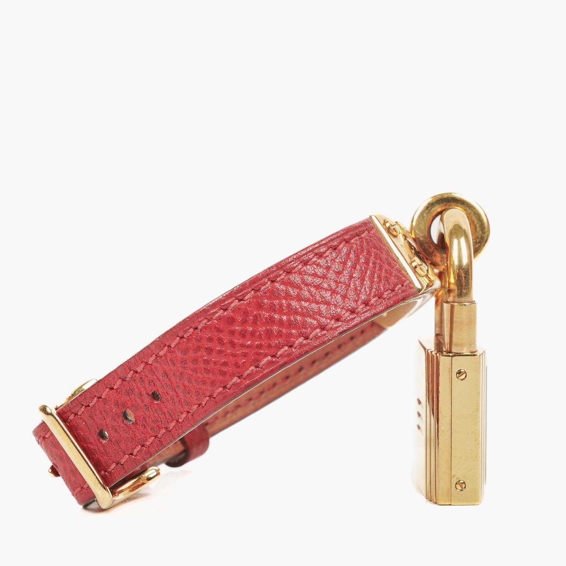 Hermes Kelly Rouge Courchevel Leather Gold Plated Watch