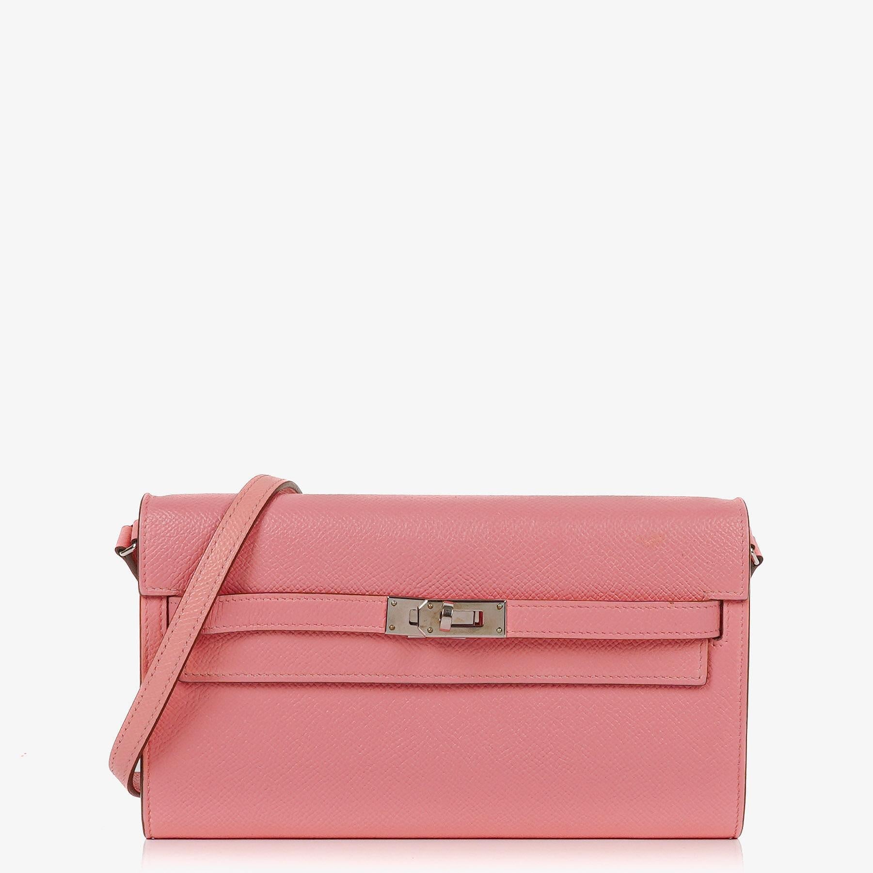 Hermes Kelly To Go Wallet Epsom Rose Confetti With Palladium Hardware
