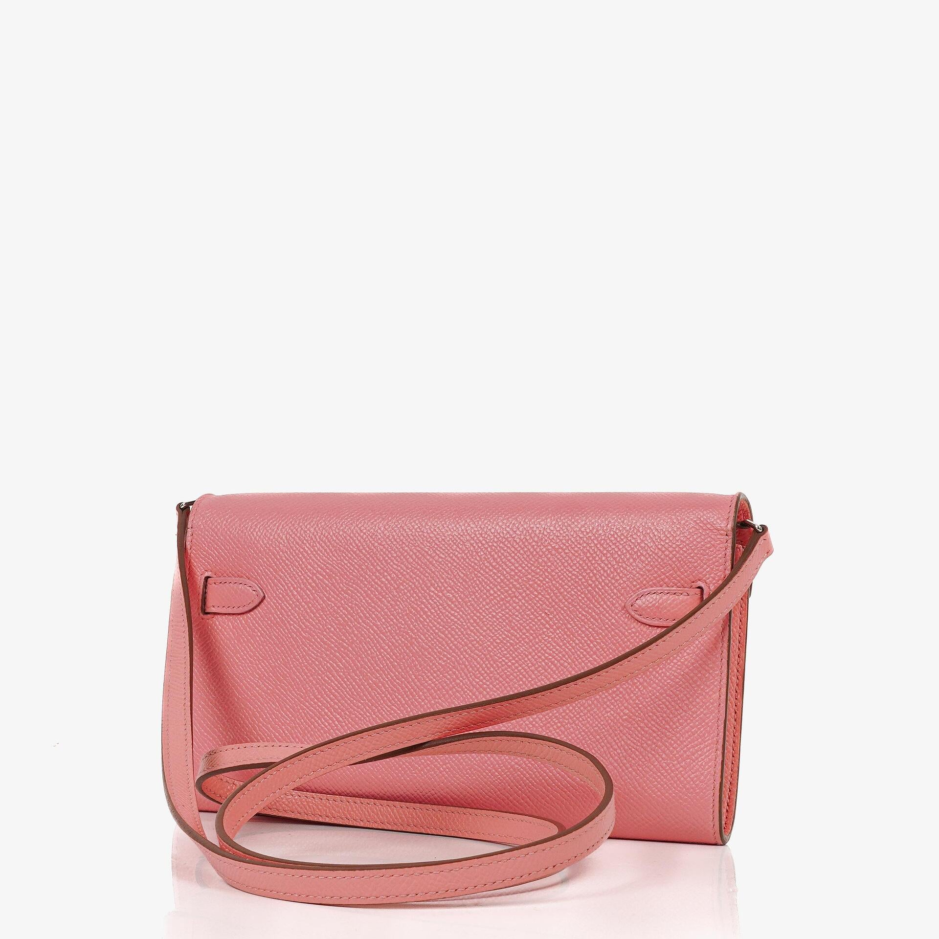 Hermes Kelly To Go Wallet Epsom Rose Confetti With Palladium Hardware