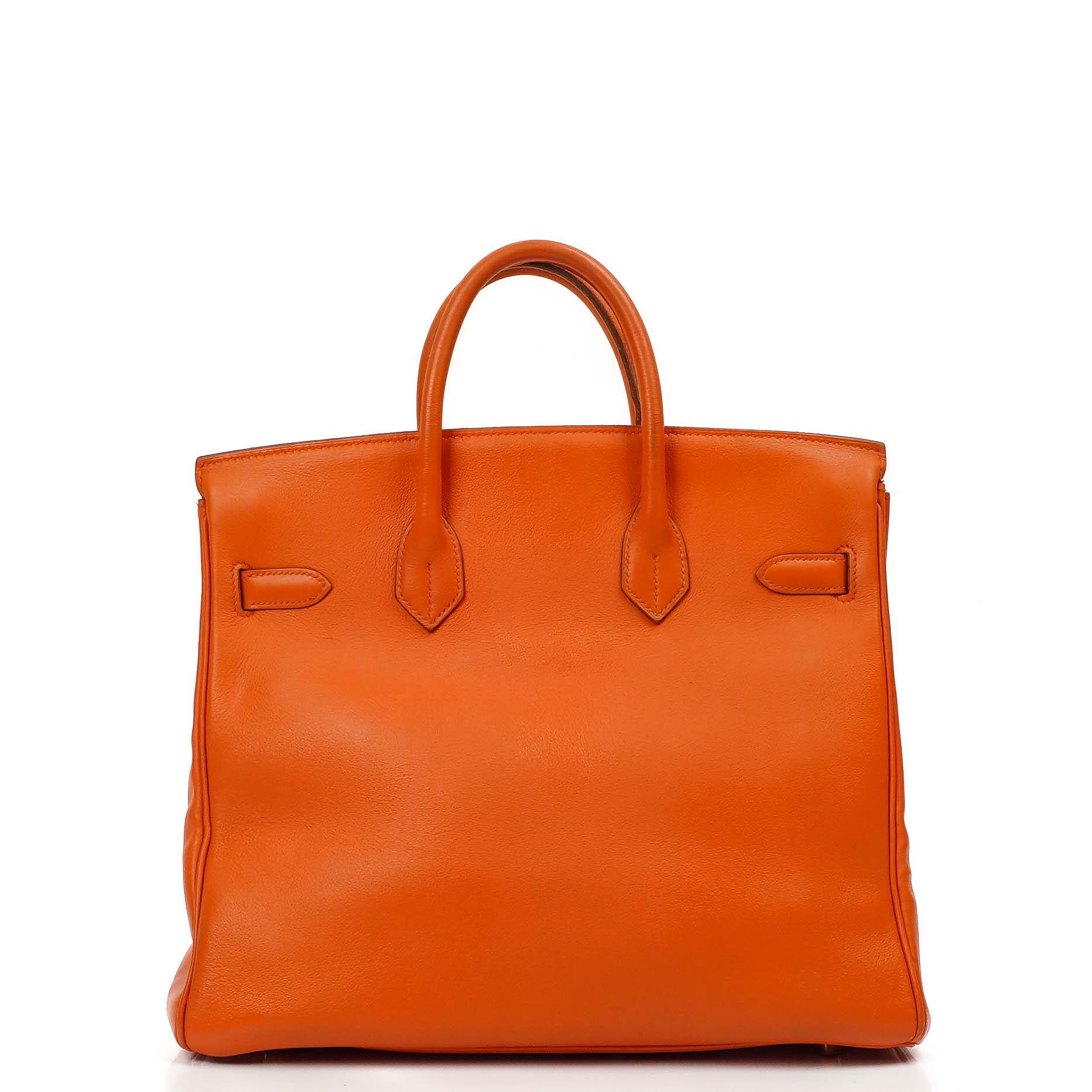 Hermes Orange Swift Leather HAC Birkin 32 With Gold Hardware