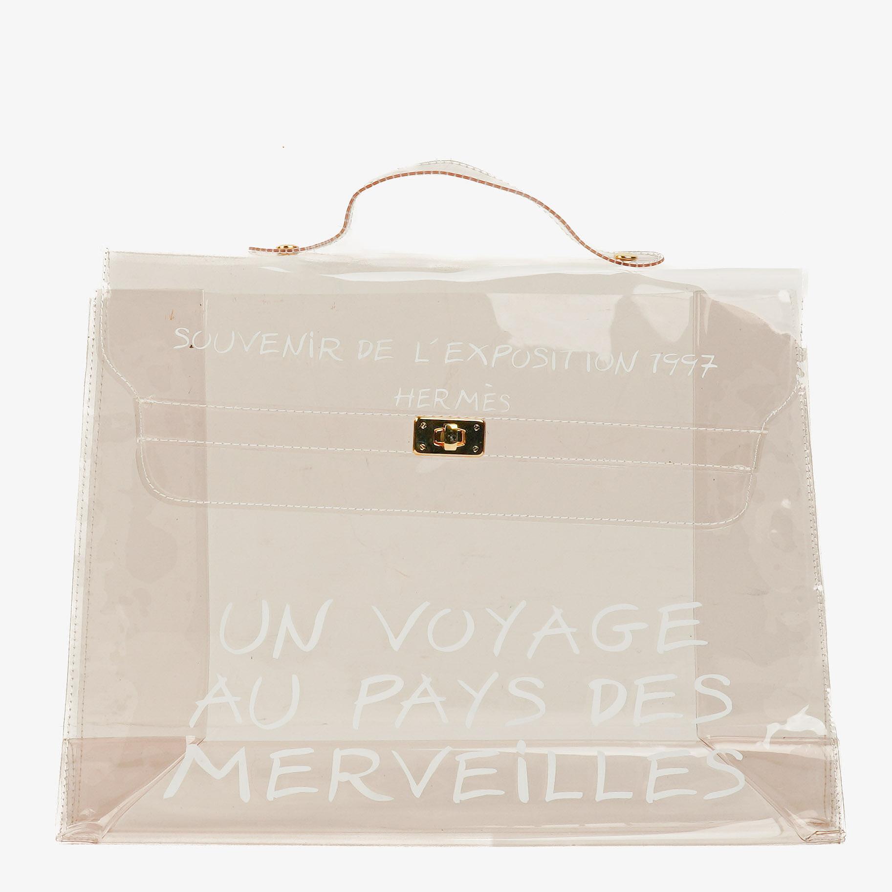 Hermes Souvenir De L'Exposition Transparent Vinyl Kelly Bag