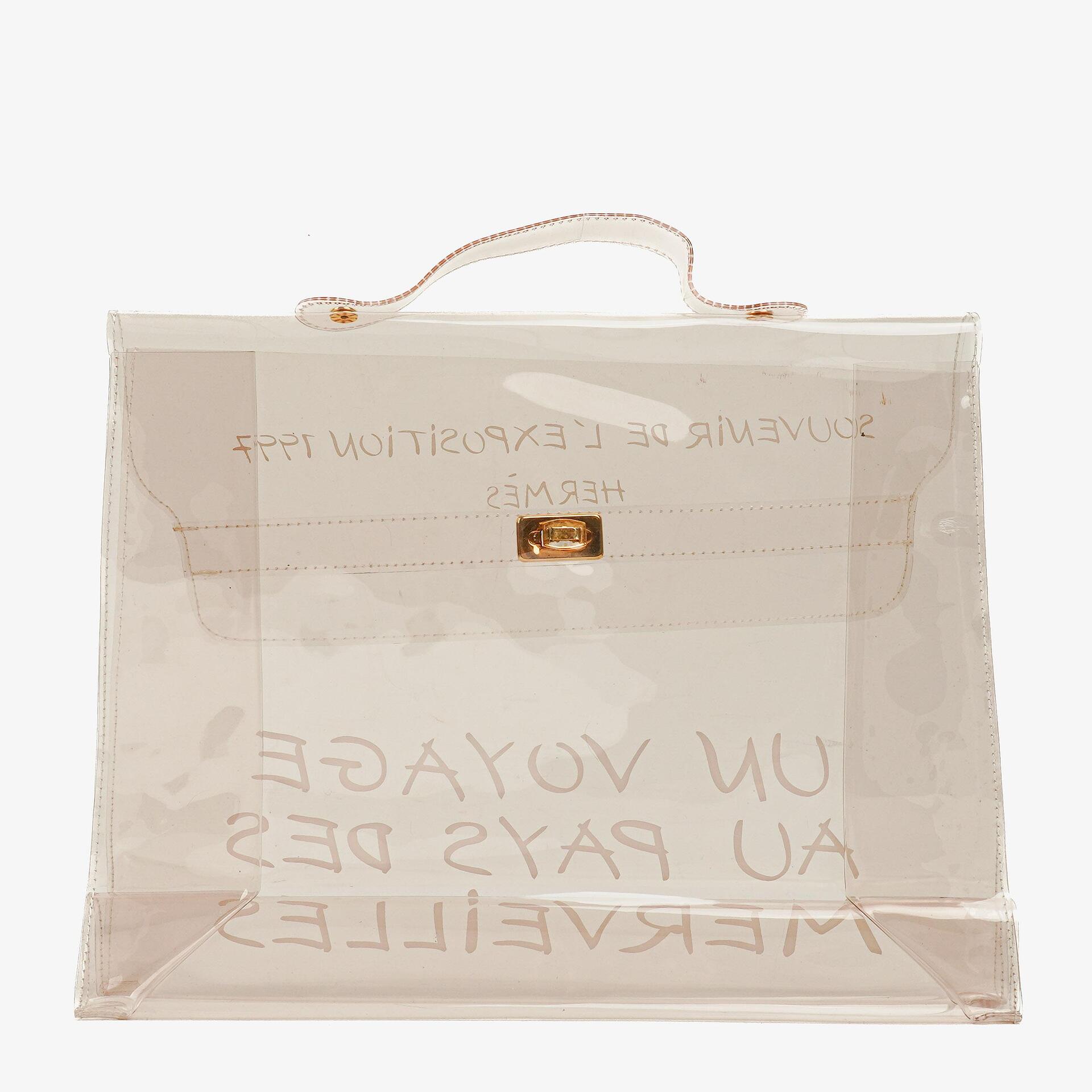 Hermes Souvenir De L'Exposition Transparent Vinyl Kelly Bag