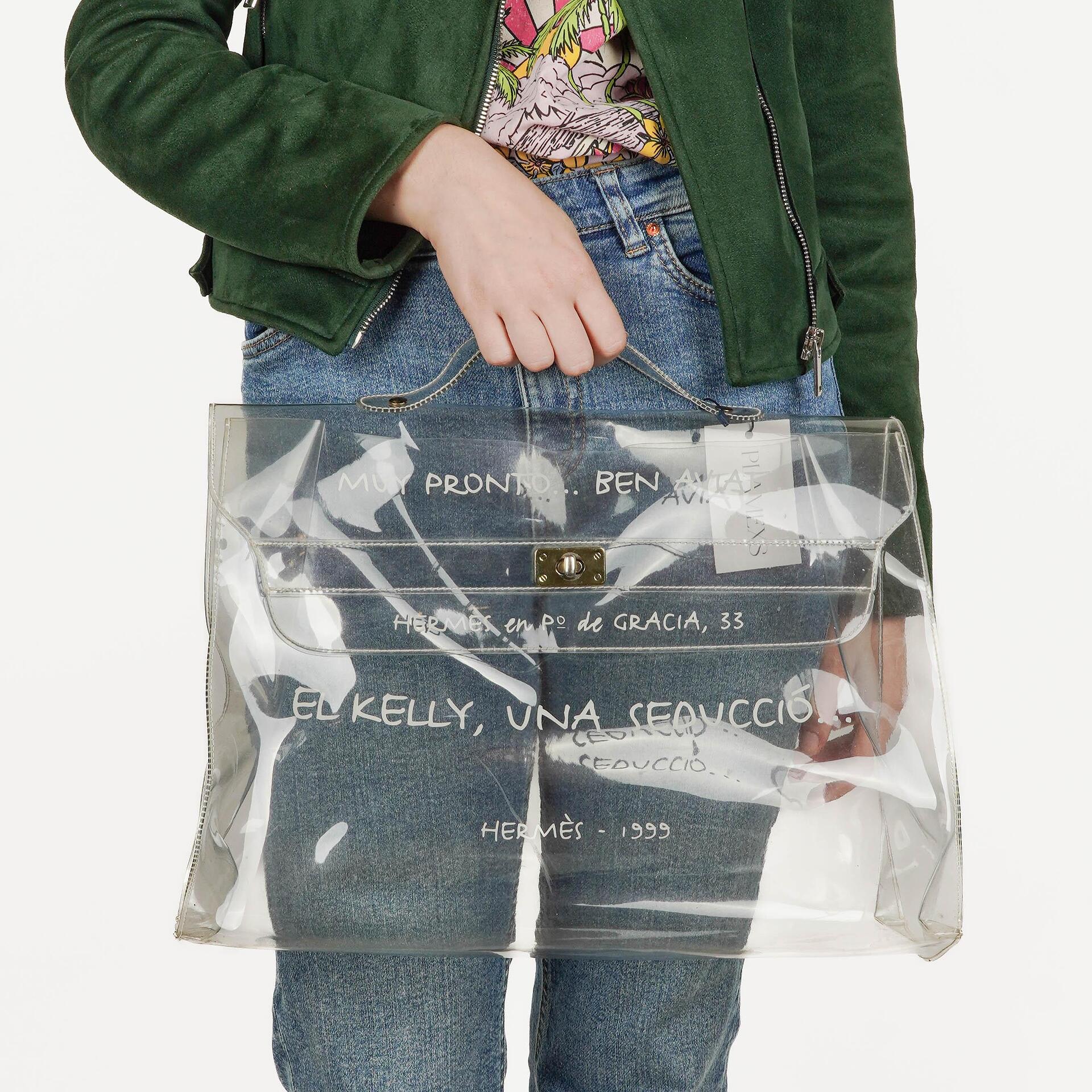 Hermes Souvenir De L'Exposition Transparent Vinyl Kelly Bag
